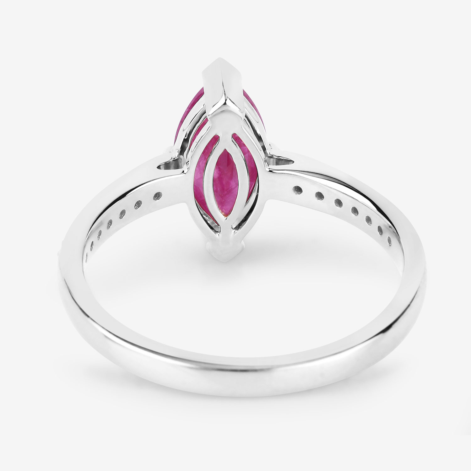 1.51 Carat Genuine Ruby and White Diamond 14K White Gold Ring