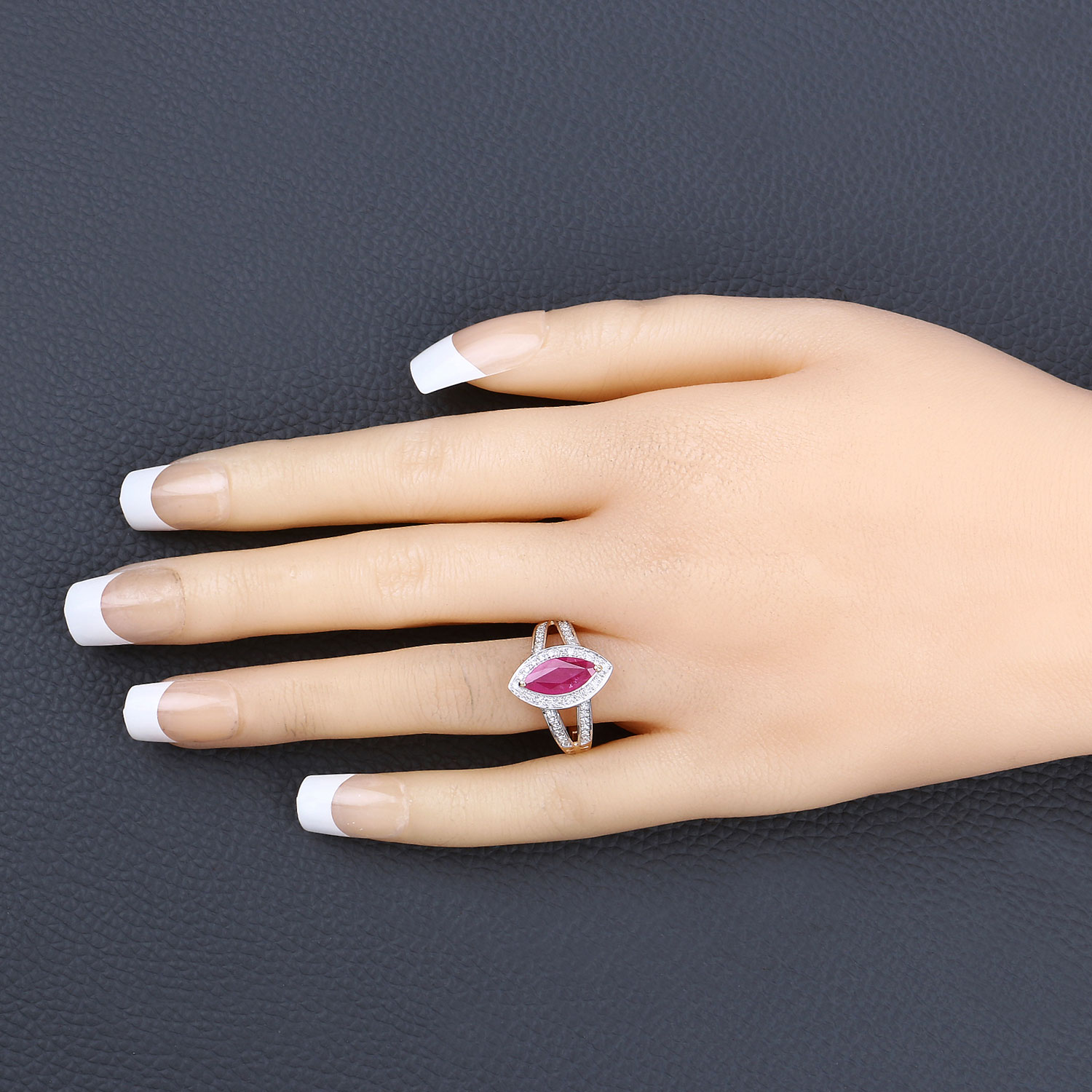 1.06 Carat Genuine Ruby and White Diamond 14K Yellow Gold Ring