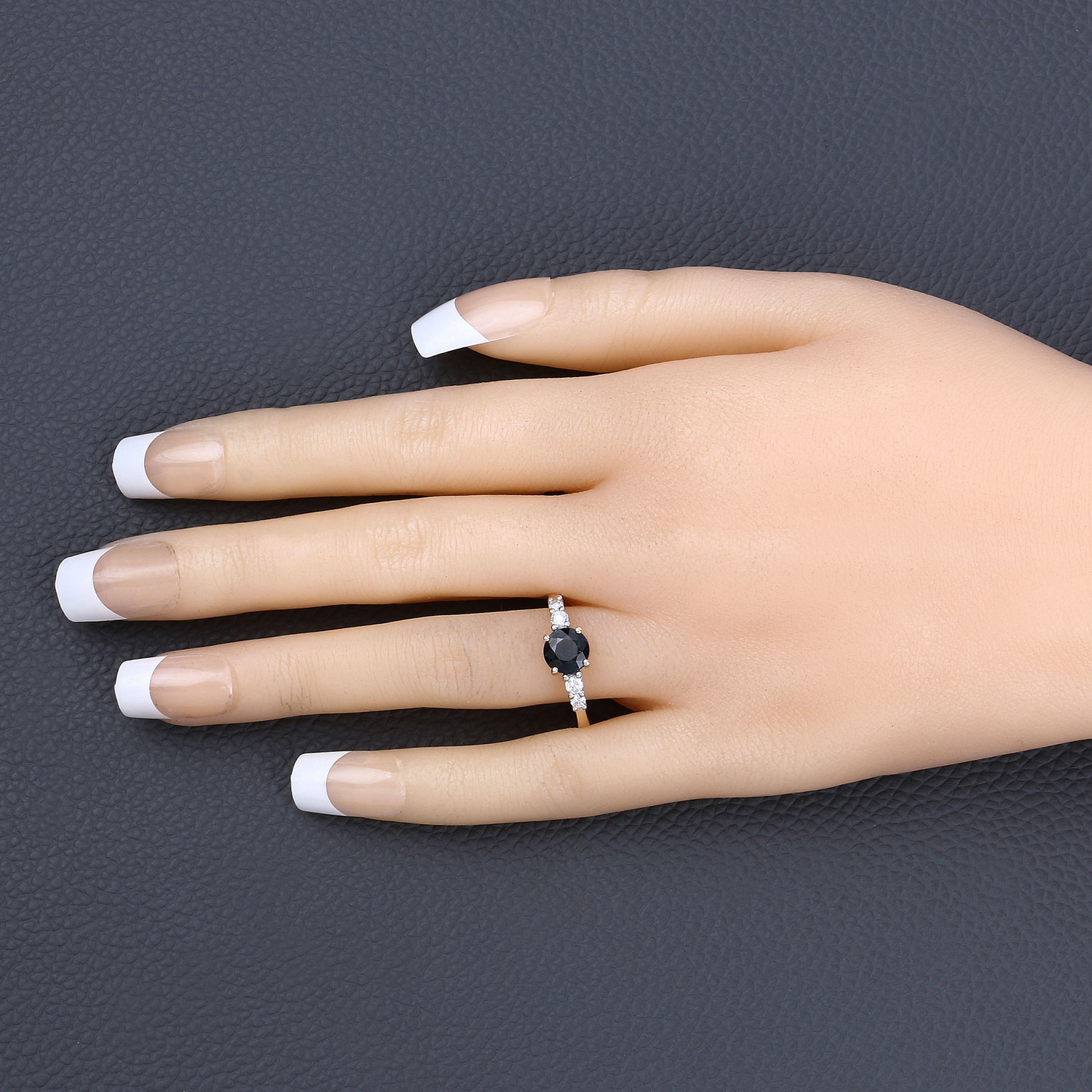 1.38 Carat Genuine Blue Sapphire and White Diamond 14K Yellow Gold Ring