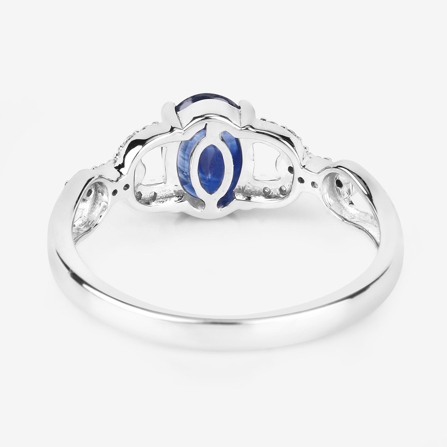 1.12 Carat Genuine Blue Sapphire and White Diamond 14K White Gold Ring