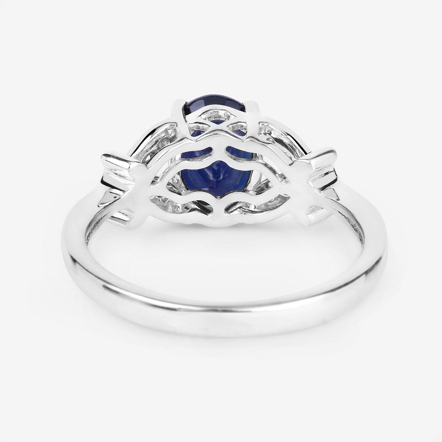 1.62 Carat Genuine Blue Sapphire and White Diamond 14K White Gold Ring