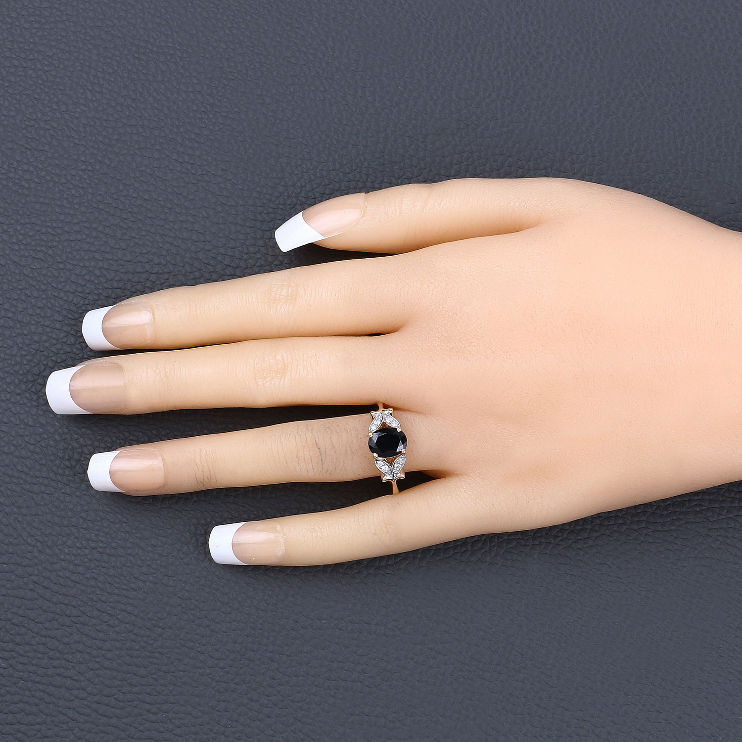 1.62 Carat Genuine Blue Sapphire and White Diamond 14K Yellow Gold Ring