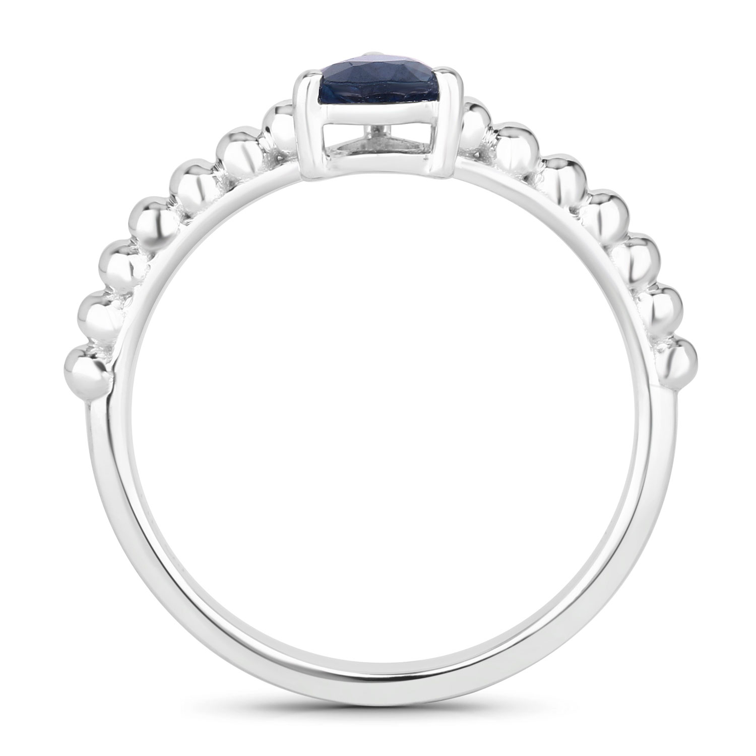 0.50 Carat Genuine Blue Sapphire 14K White Gold Ring