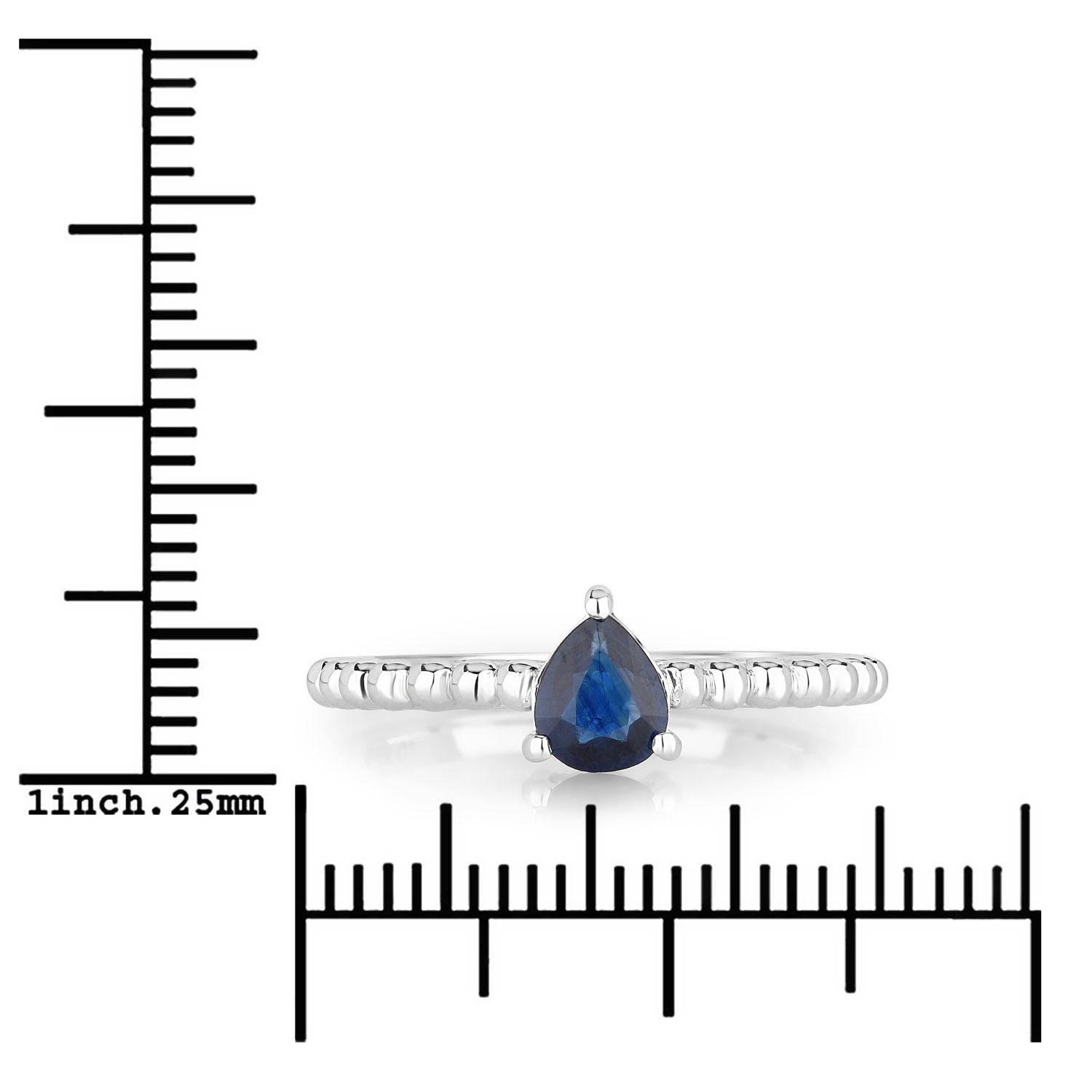 0.50 Carat Genuine Blue Sapphire 14K White Gold Ring