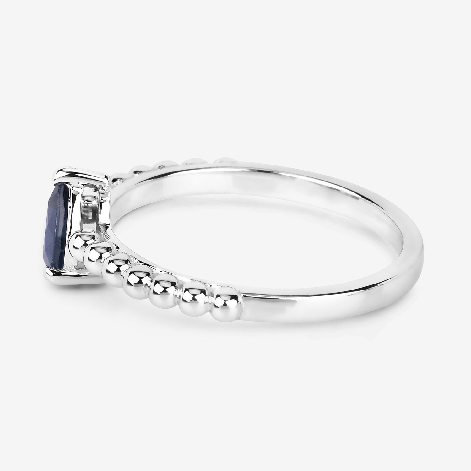 0.50 Carat Genuine Blue Sapphire 14K White Gold Ring