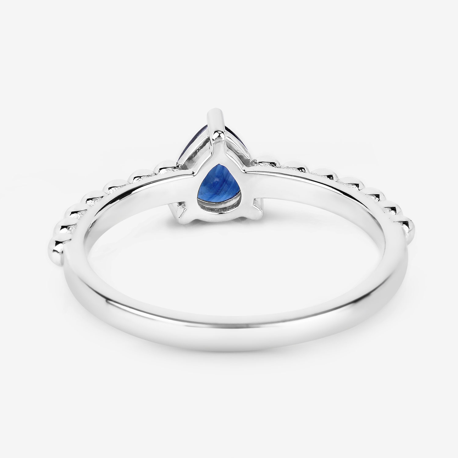 0.50 Carat Genuine Blue Sapphire 14K White Gold Ring