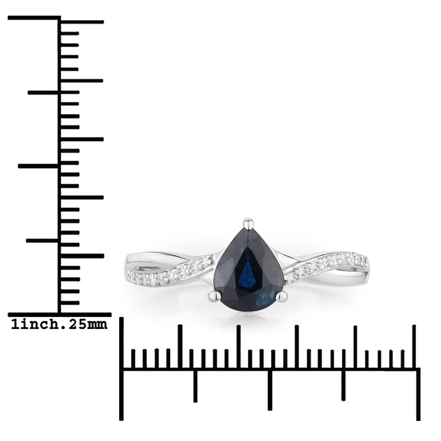 1.17 Carat Genuine Blue Sapphire and White Diamond 14K White Gold Ring