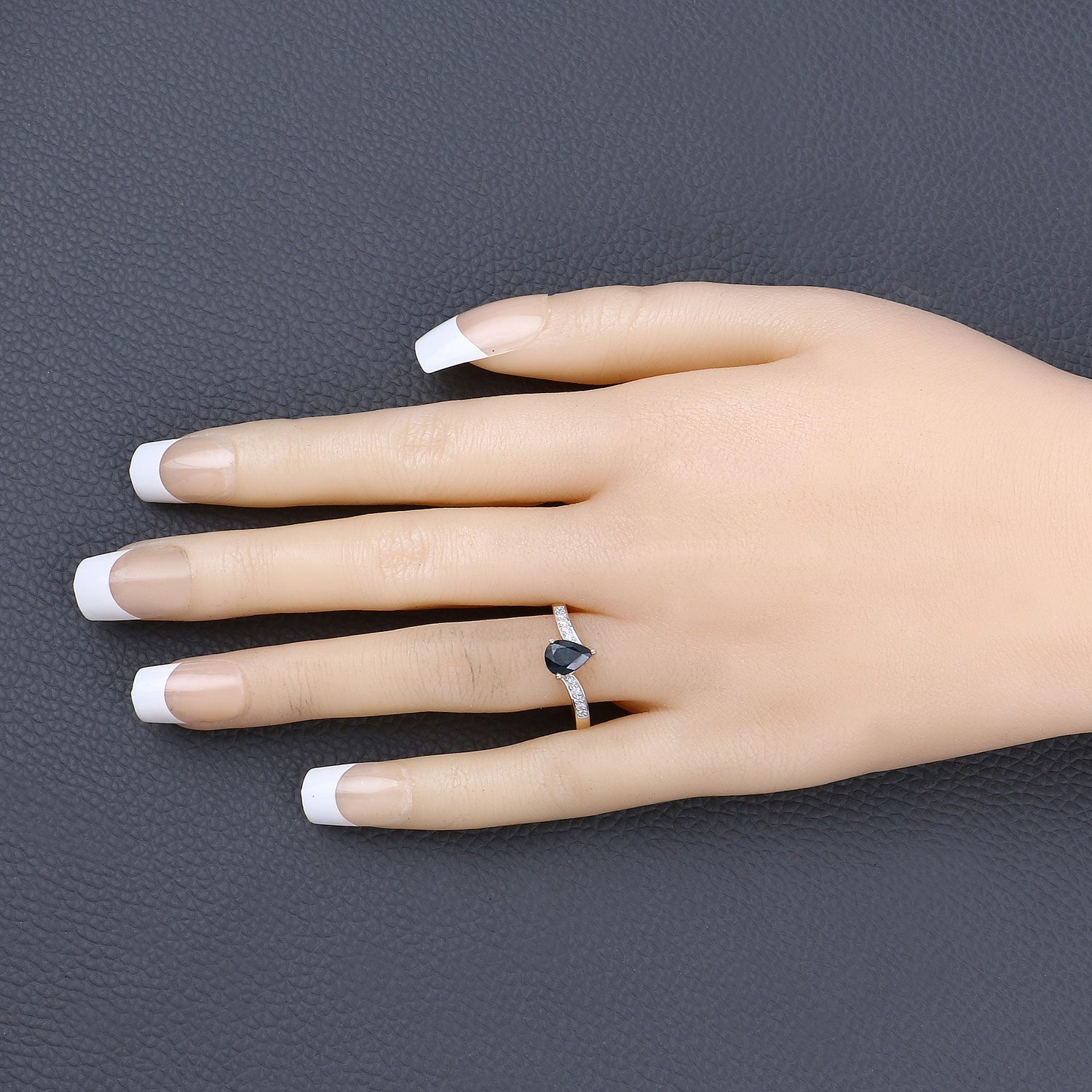 0.89 Carat Genuine Blue Sapphire and White Diamond 14K Yellow Gold Ring