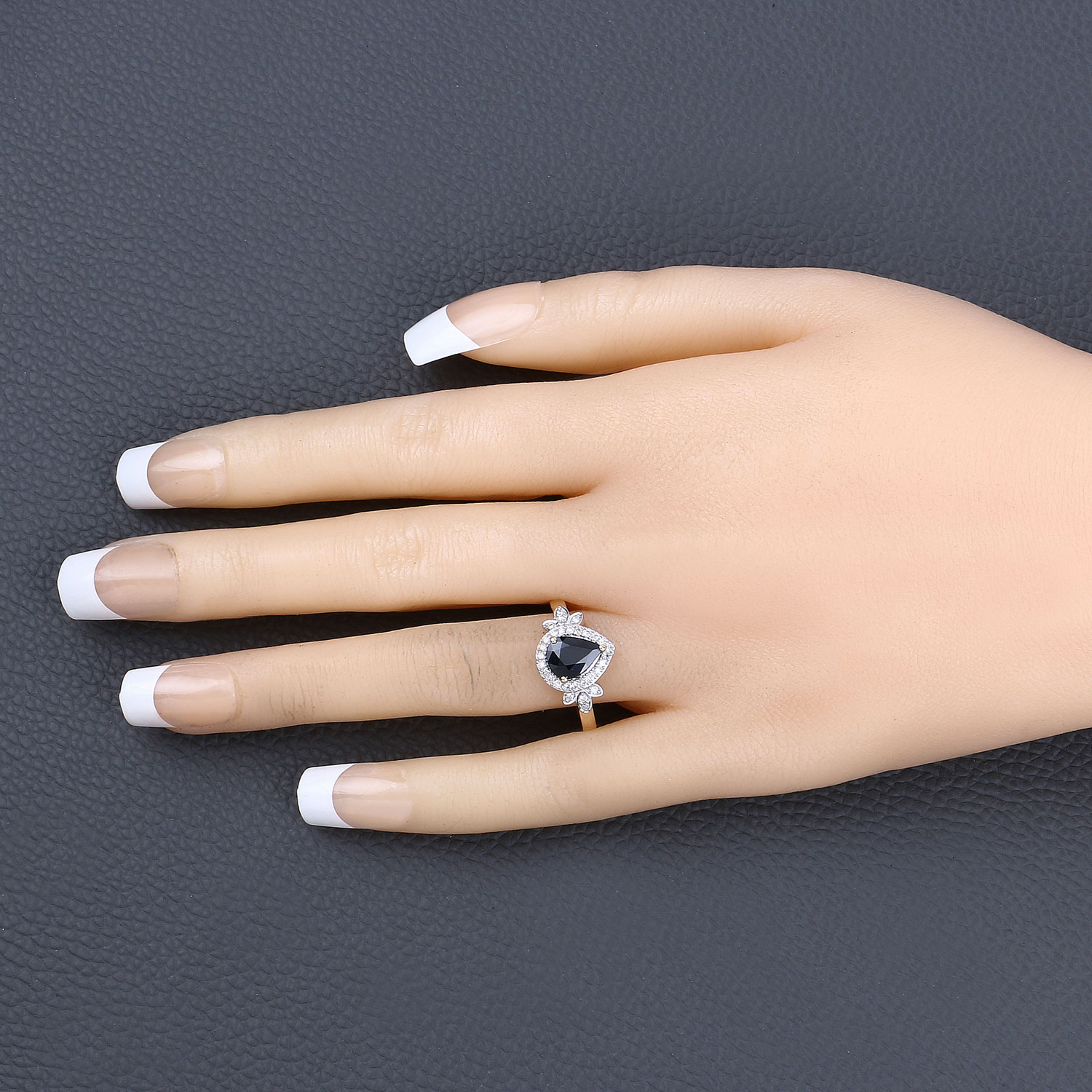 1.54 Carat Genuine Blue Sapphire and White Diamond 14K Yellow Gold Ring