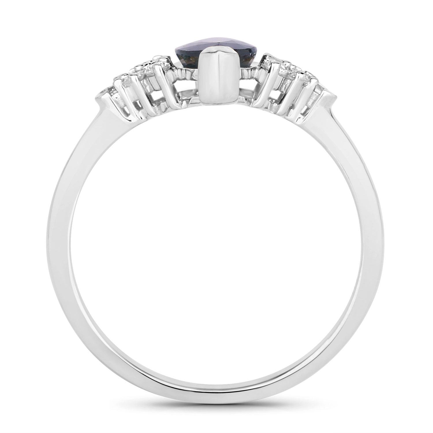 1.47 Carat Genuine Blue Sapphire and White Diamond 14K White Gold Ring