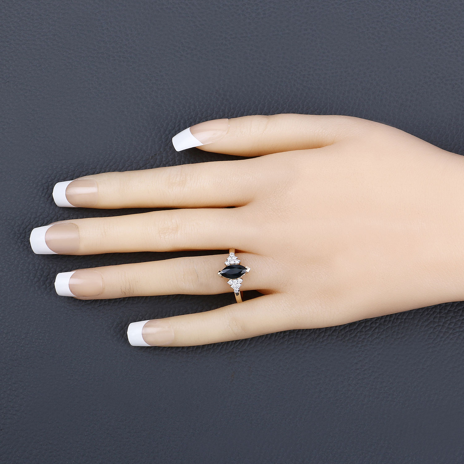 1.47 Carat Genuine Blue Sapphire and White Diamond 14K Yellow Gold Ring