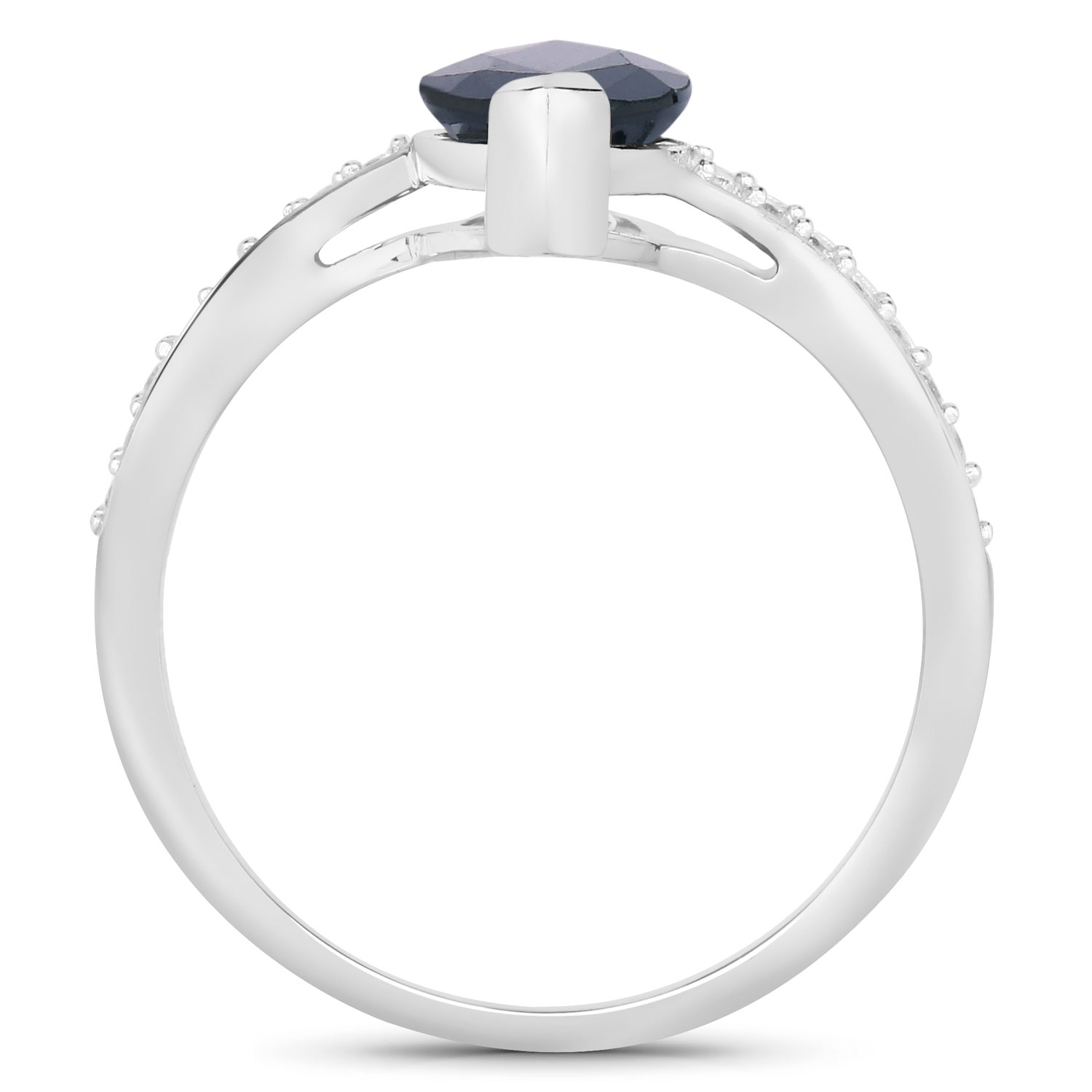 2.26 Carat Genuine Blue Sapphire and White Diamond 14K White Gold Ring