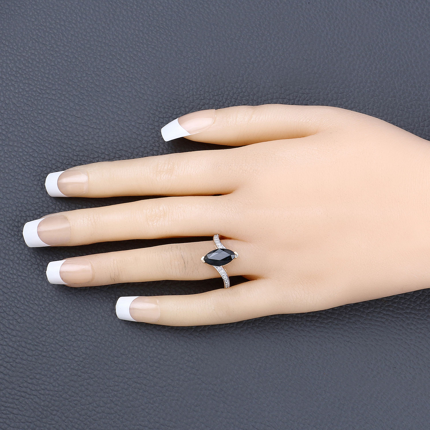 2.26 Carat Genuine Blue Sapphire and White Diamond 14K Yellow Gold Ring