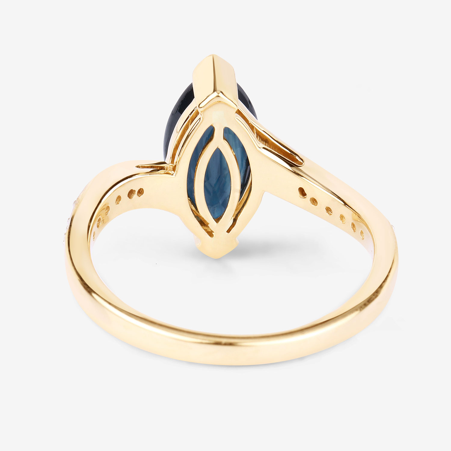 2.26 Carat Genuine Blue Sapphire and White Diamond 14K Yellow Gold Ring