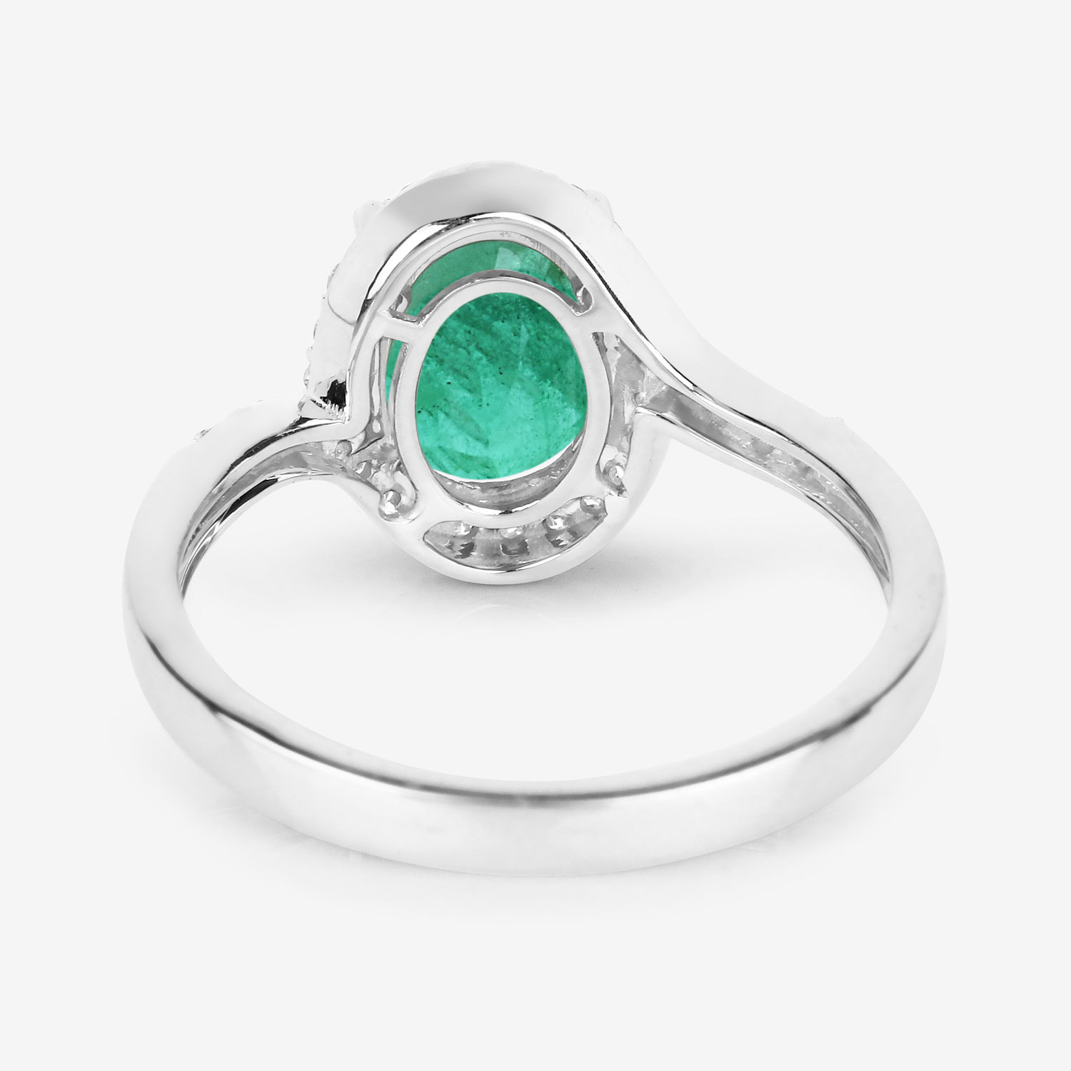 1.92 Carat Genuine Zambian Emerald and White Diamond 14K White Gold Ring