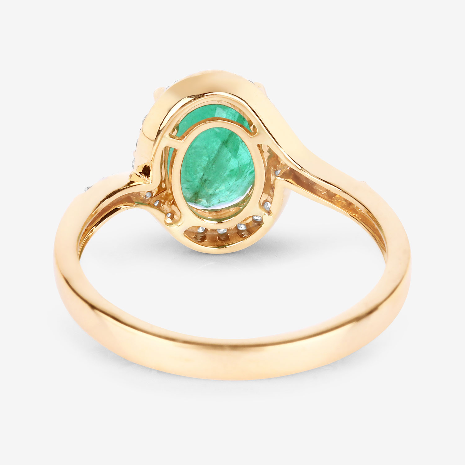 1.92 Carat Genuine Zambian Emerald and White Diamond 14K Yellow Gold Ring