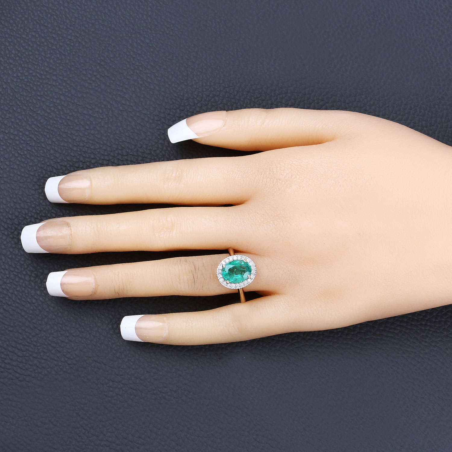 2.62 Carat Genuine Zambian Emerald and White Diamond 14K Yellow Gold Ring