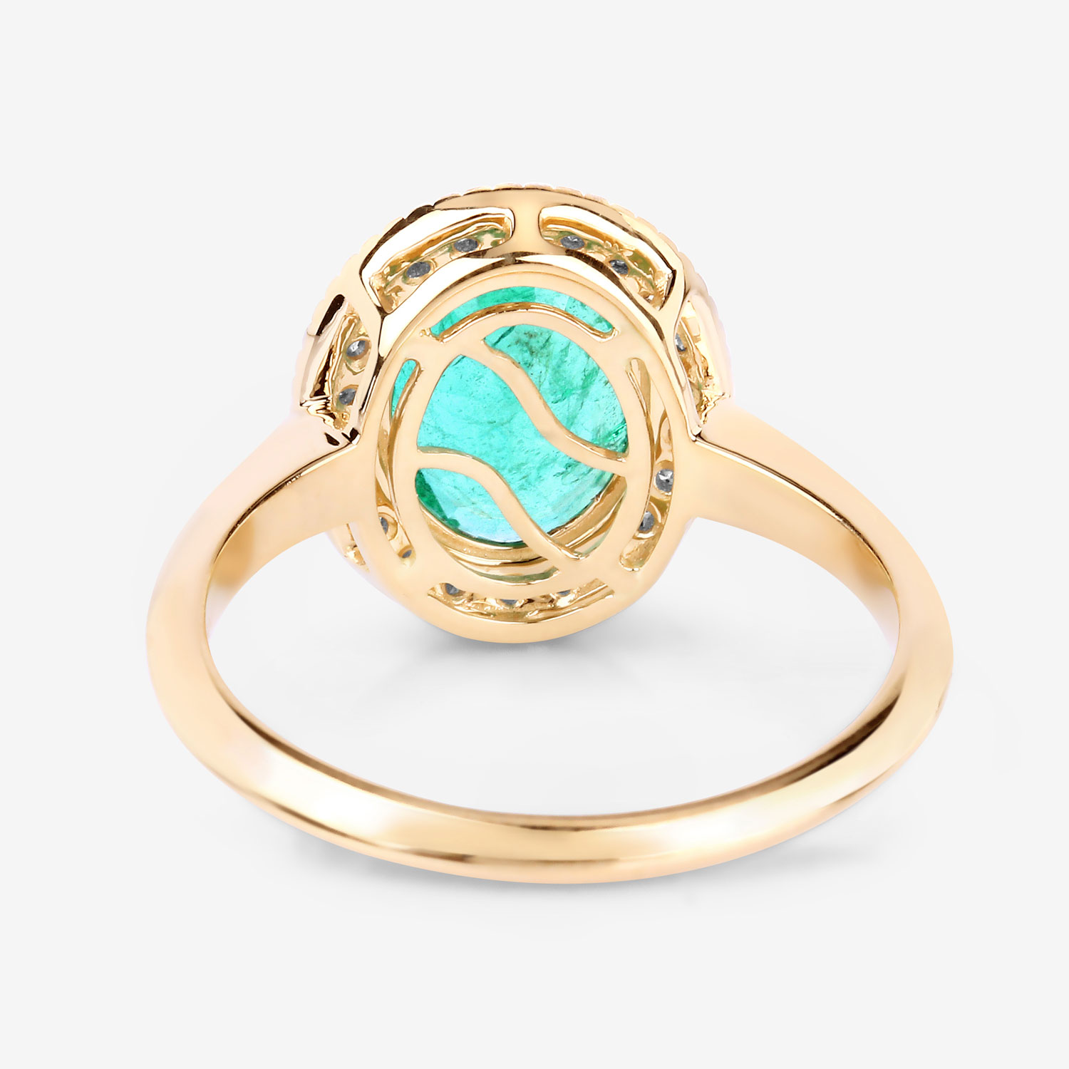 2.62 Carat Genuine Zambian Emerald and White Diamond 14K Yellow Gold Ring