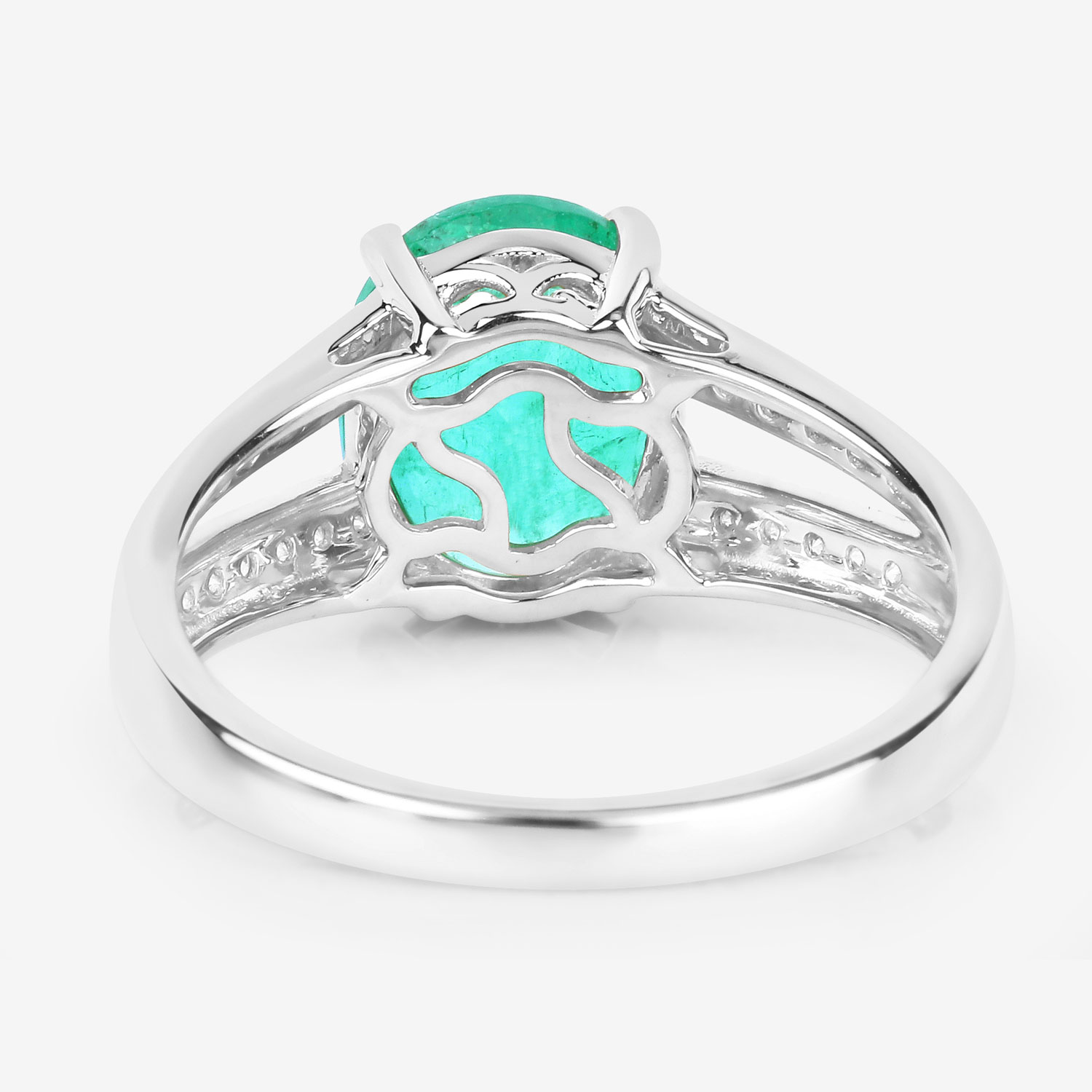 2.29 Carat Genuine Zambian Emerald and White Diamond 14K White Gold Ring