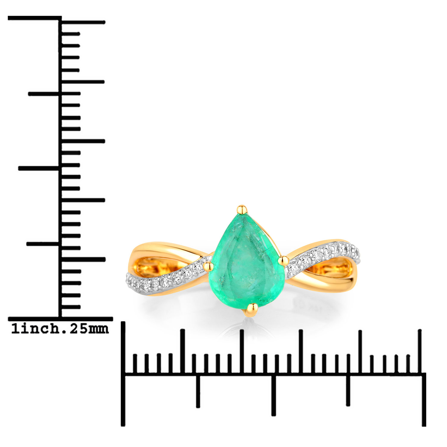 1.44 Carat Genuine Zambian Emerald and White Diamond 14K Yellow Gold Ring