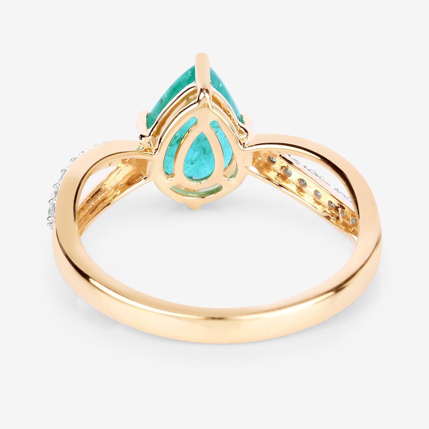 1.44 Carat Genuine Zambian Emerald and White Diamond 14K Yellow Gold Ring