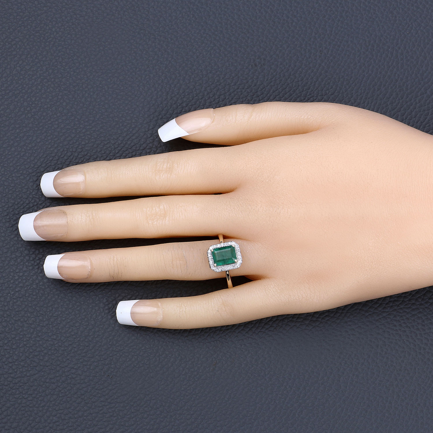 1.80 Carat Genuine Zambian Emerald and White Diamond 14K Yellow Gold Ring