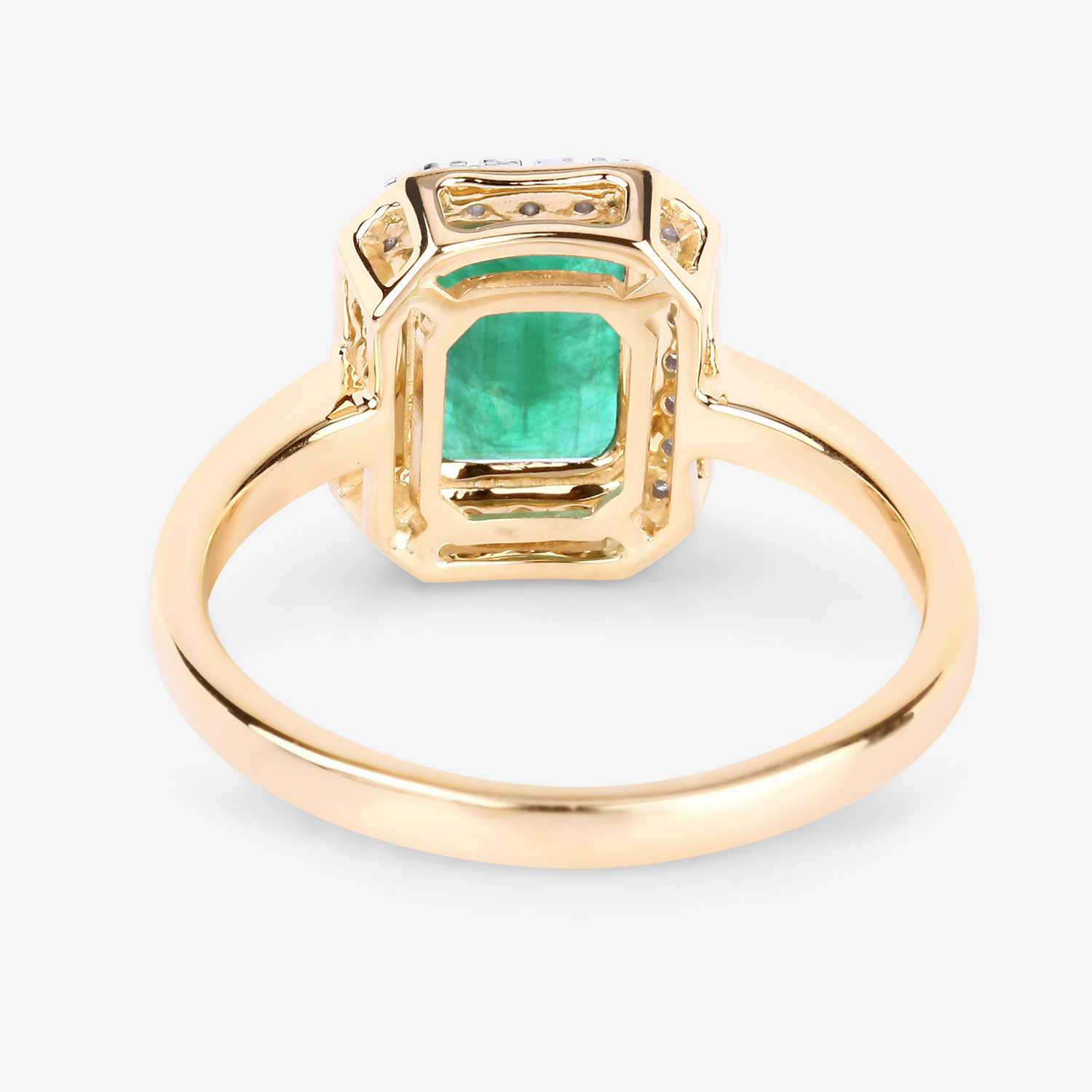 1.80 Carat Genuine Zambian Emerald and White Diamond 14K Yellow Gold Ring