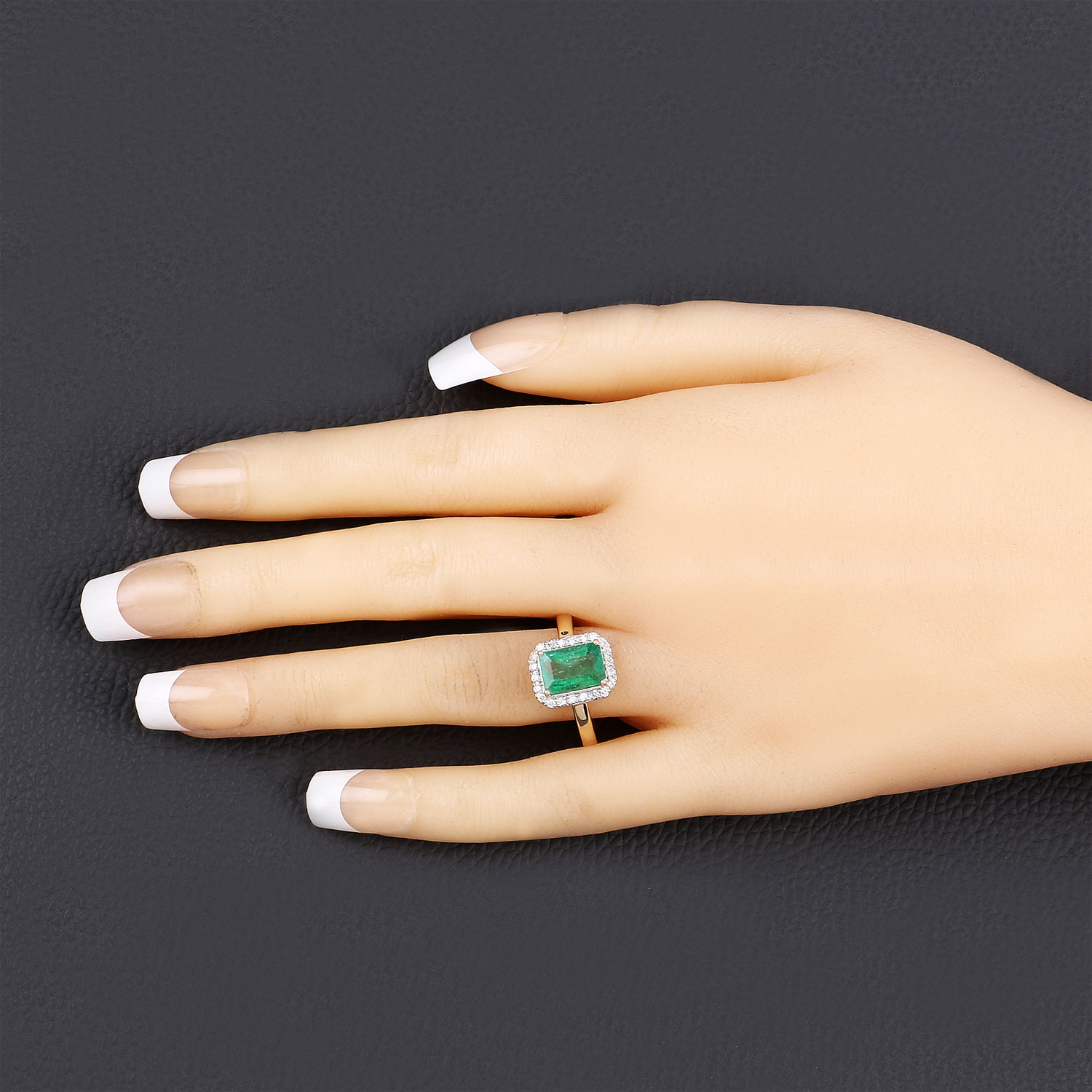 2.09 Carat Genuine Zambian Emerald and White Diamond 14K Yellow Gold Ring