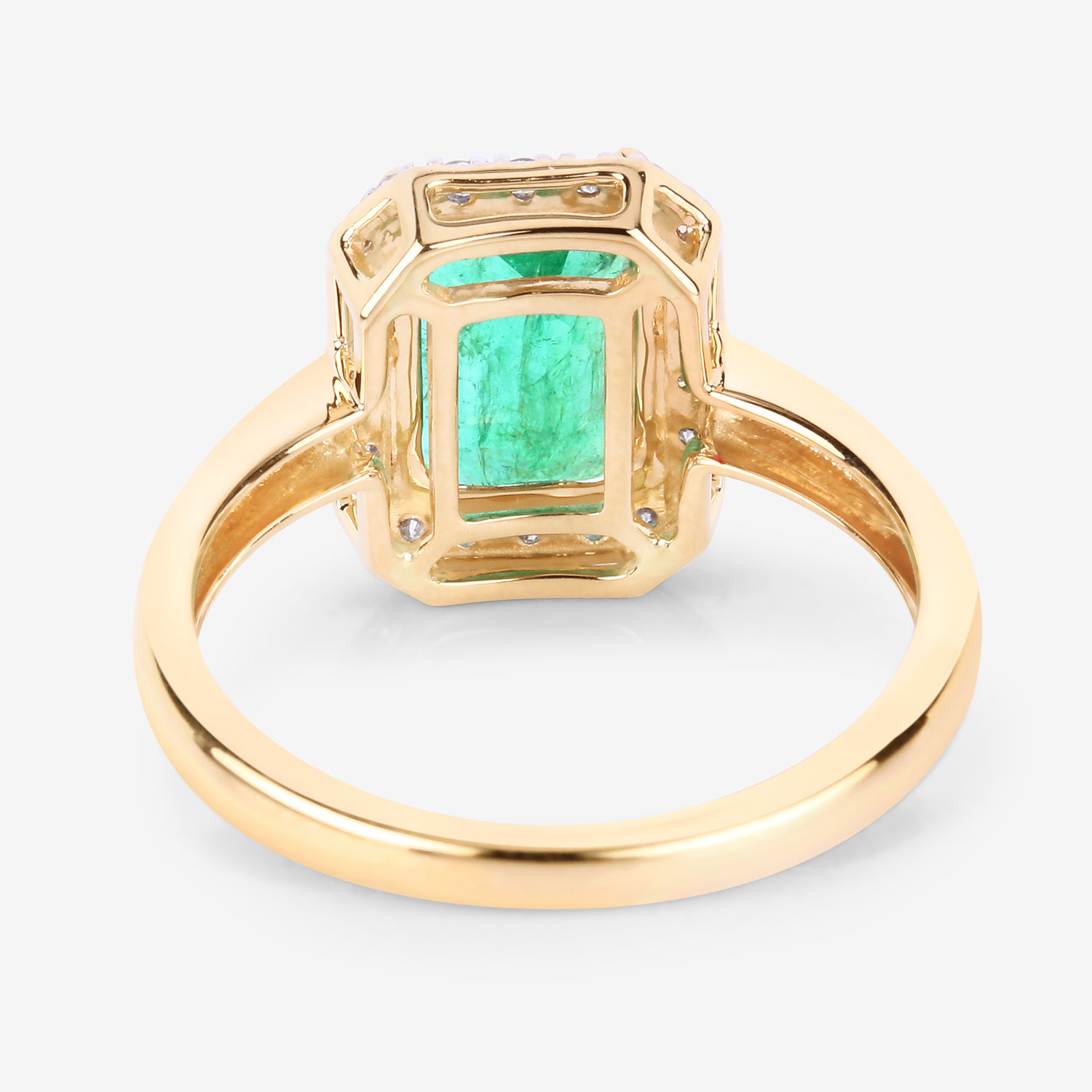 2.09 Carat Genuine Zambian Emerald and White Diamond 14K Yellow Gold Ring