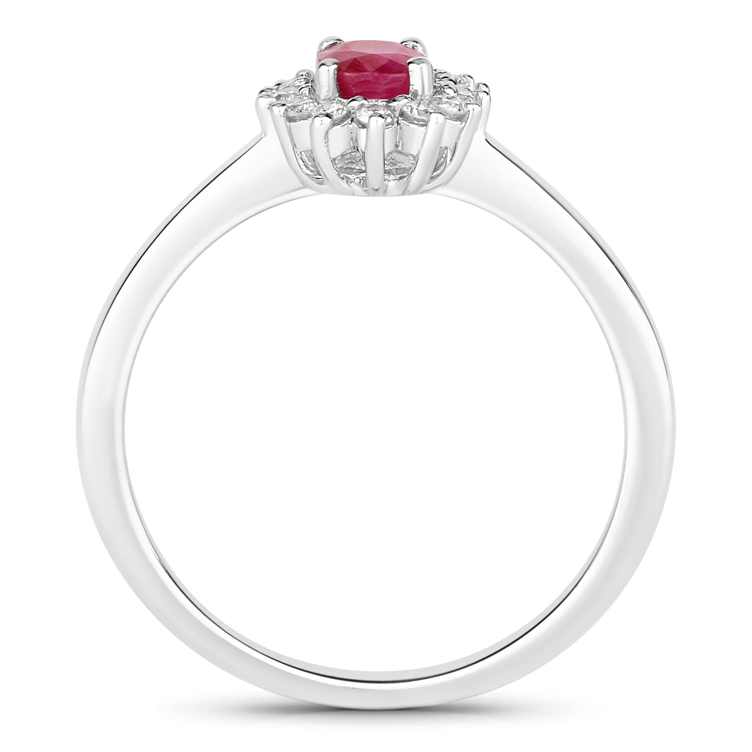 0.66 Carat Genuine Mozambique Ruby and Lab Grown Diamond .925 Sterling Silver Ring