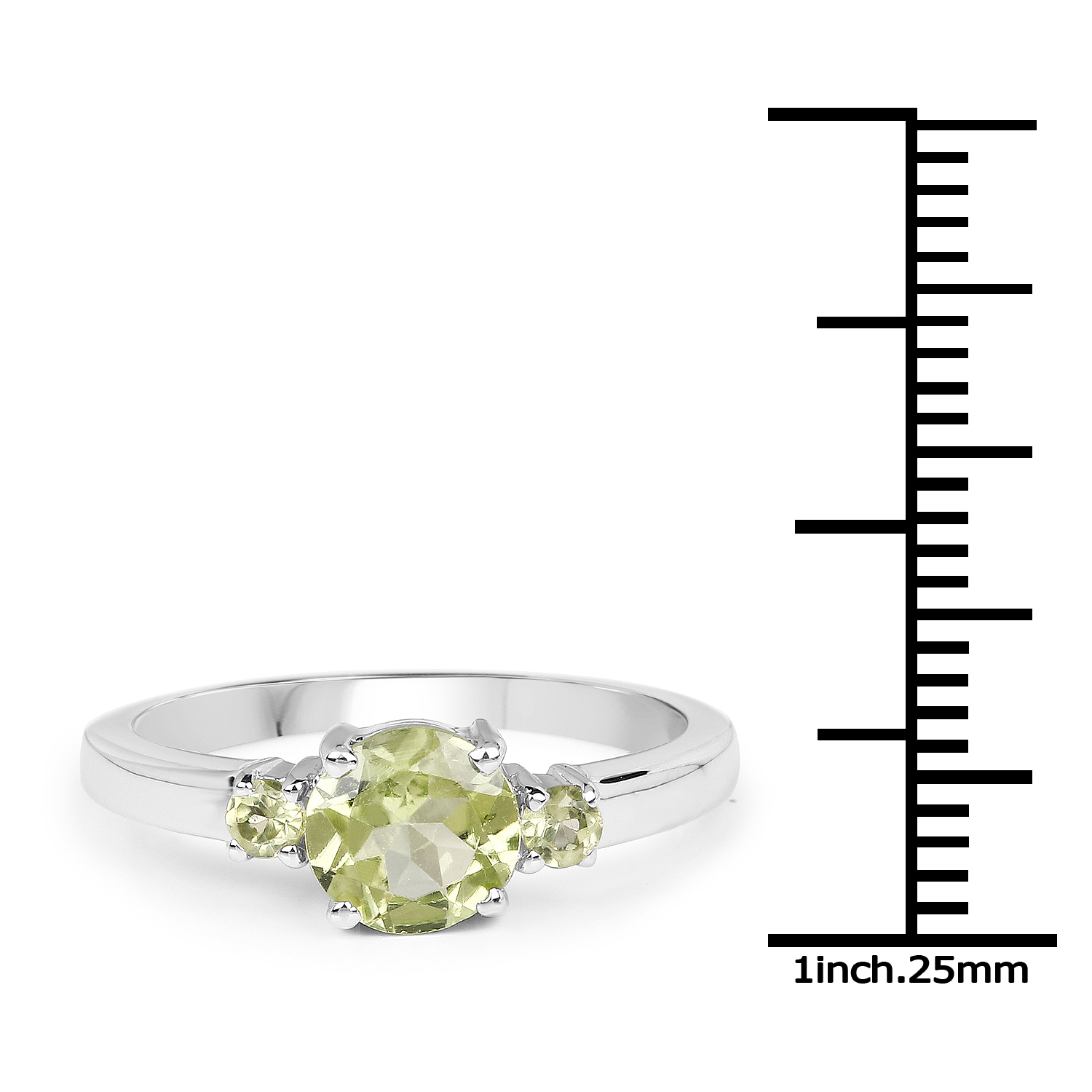 1.23 Carat Genuine Peridot .925 Sterling Silver Ring