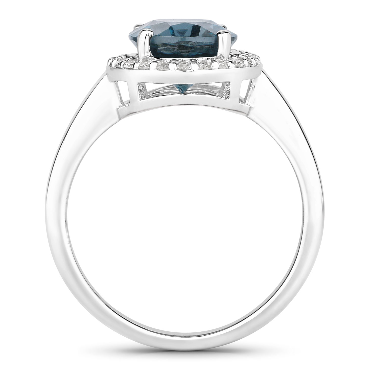 2.79 Carat Genuine London Blue Topaz and Lab Grown Diamond .925 Sterling Silver Ring