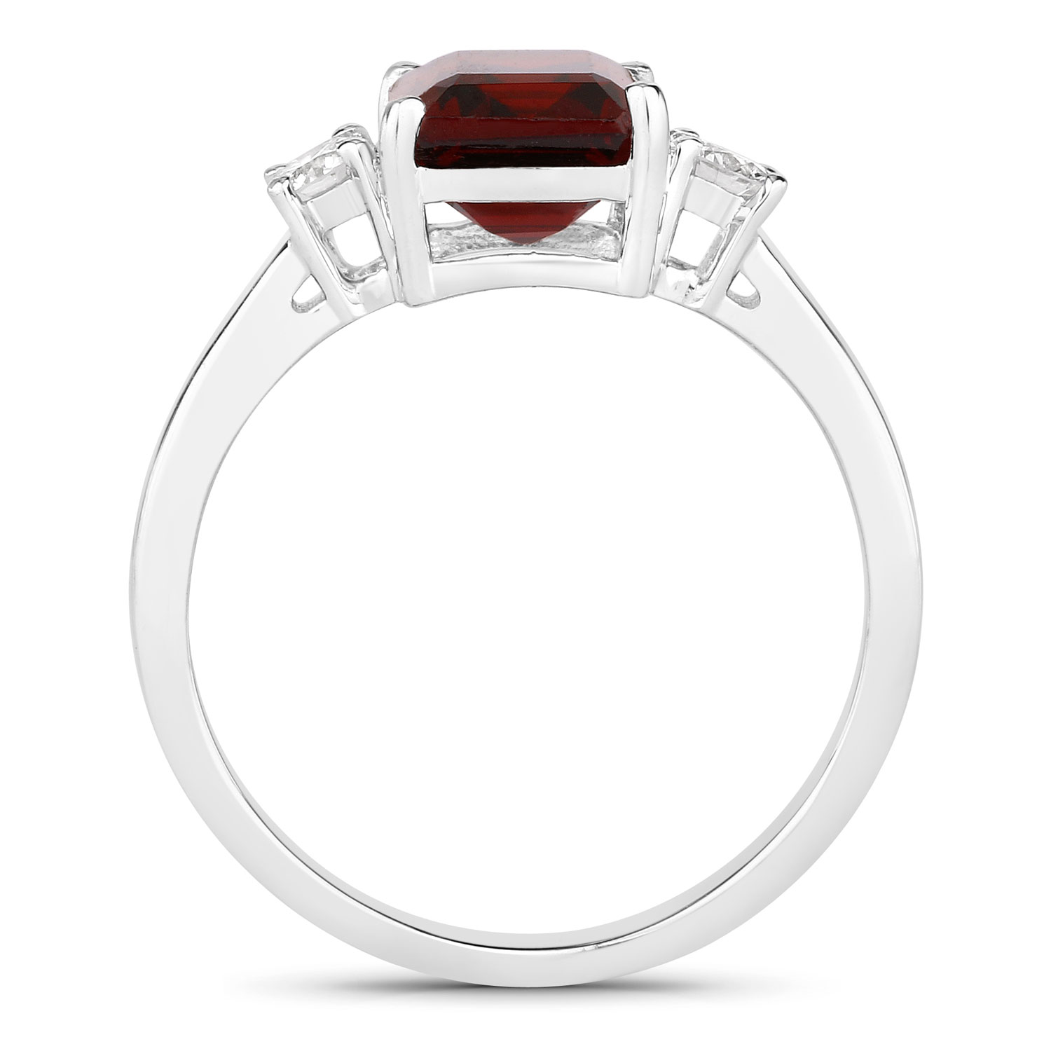 2.67 Carat Genuine Mozambique Garnet and Lab Grown Diamond .925 Sterling Silver Ring