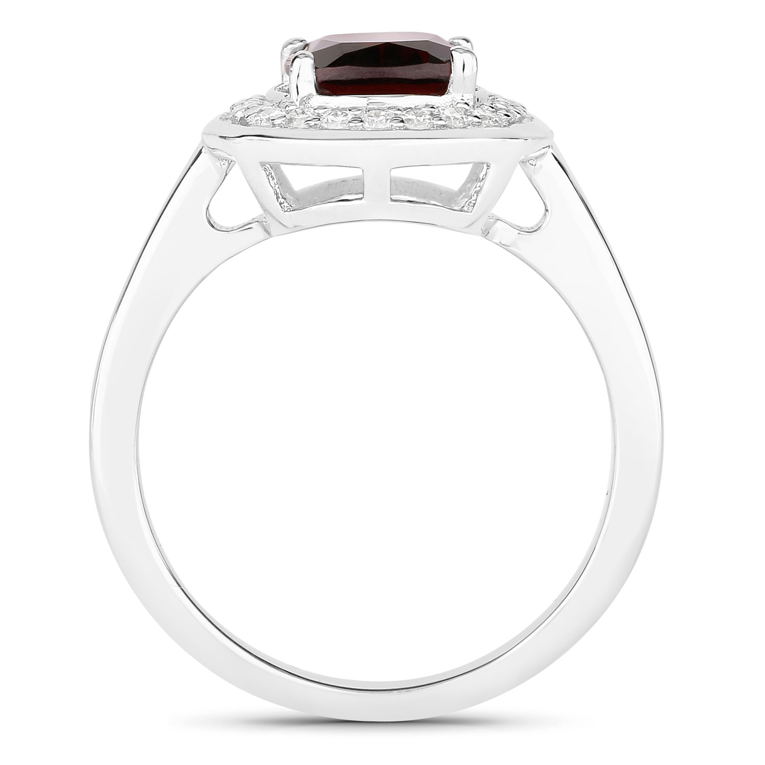 2.64 Carat Genuine Mozambique Garnet and Lab Grown Diamond .925 Sterling Silver Ring