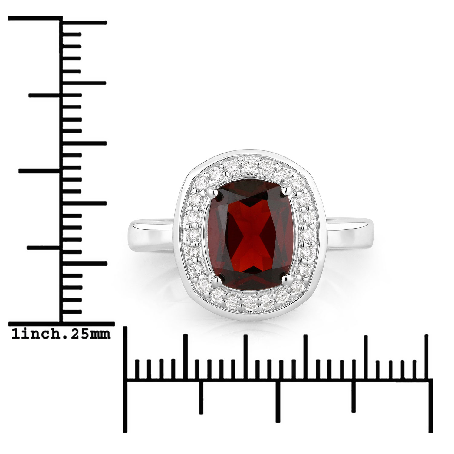 2.64 Carat Genuine Mozambique Garnet and Lab Grown Diamond .925 Sterling Silver Ring