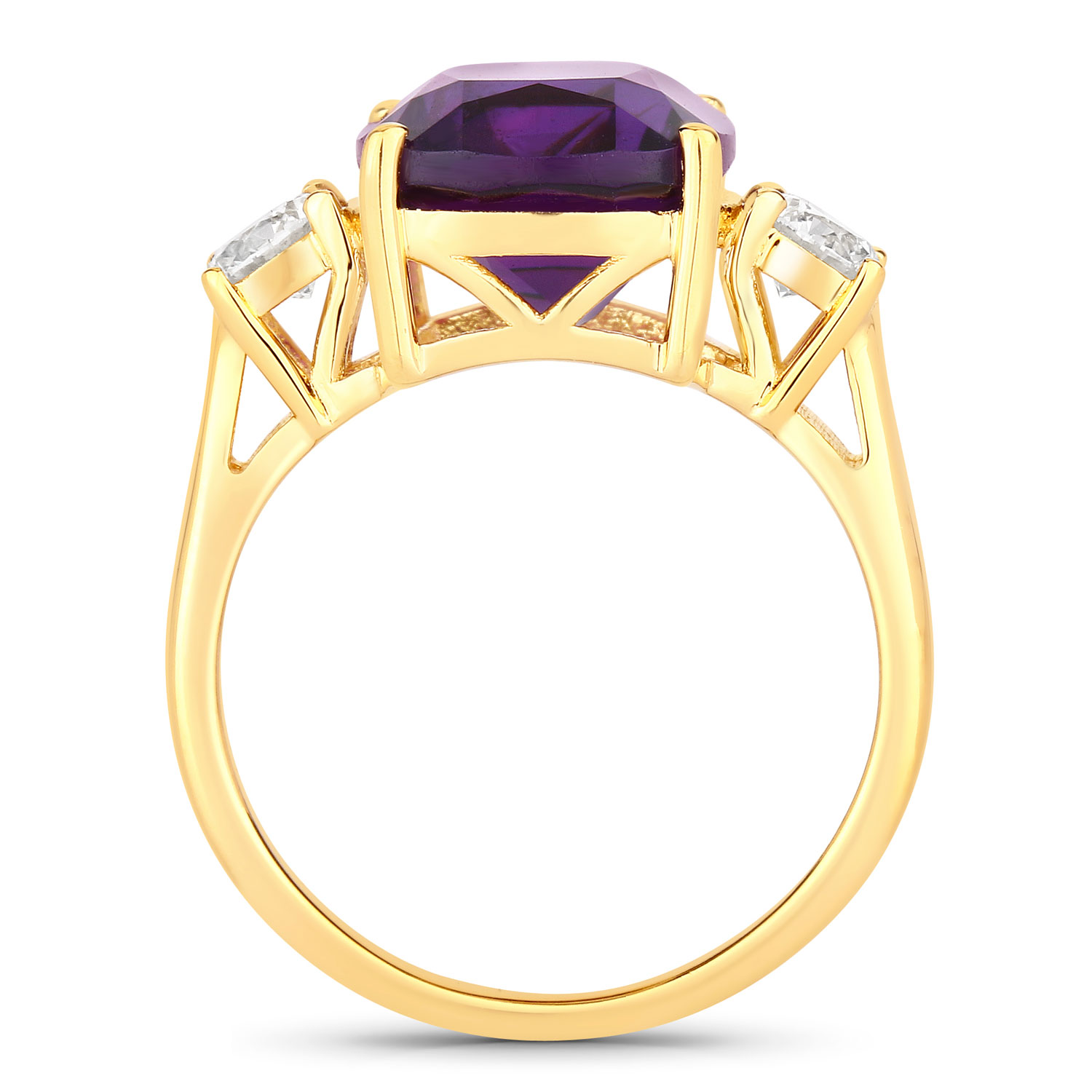 4.70 Carat Amethyst and Lab Grown Diamond .925 Sterling Silver Ring