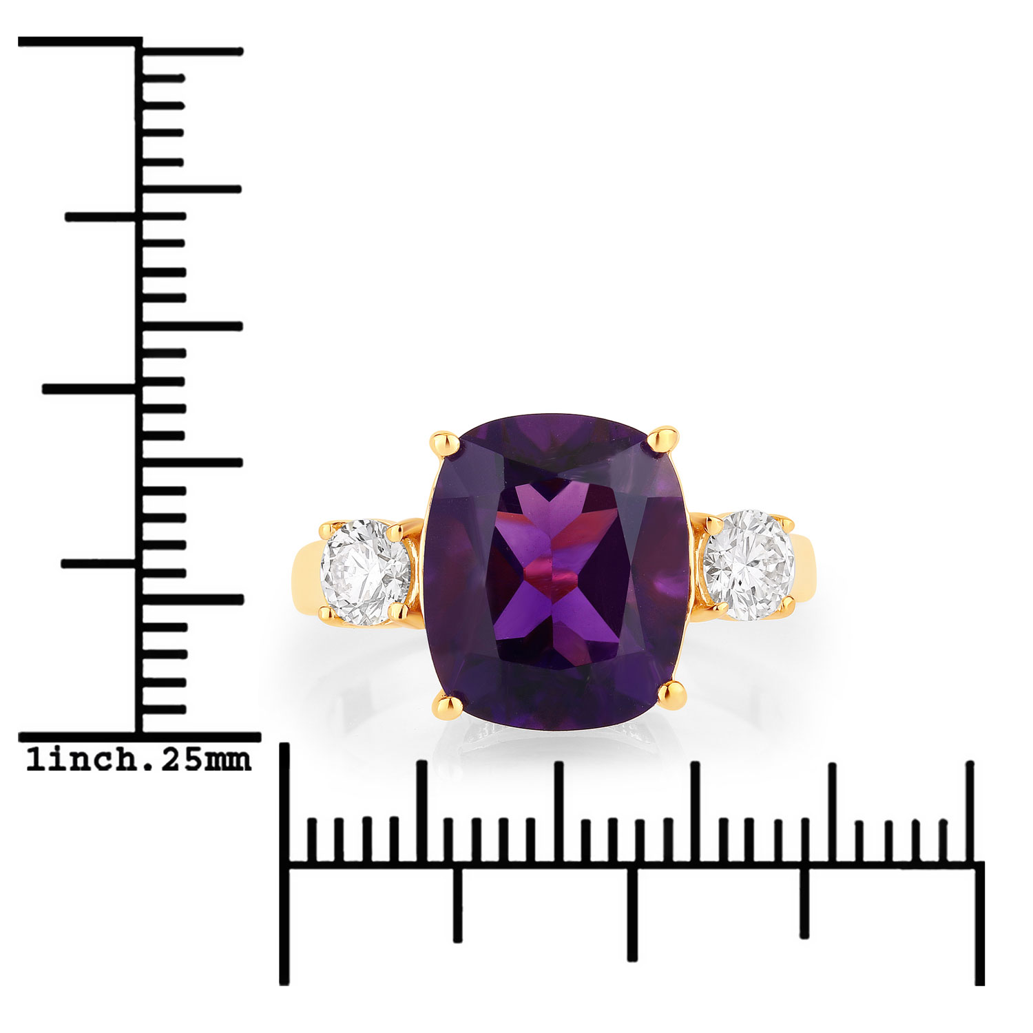 4.70 Carat Amethyst and Lab Grown Diamond .925 Sterling Silver Ring