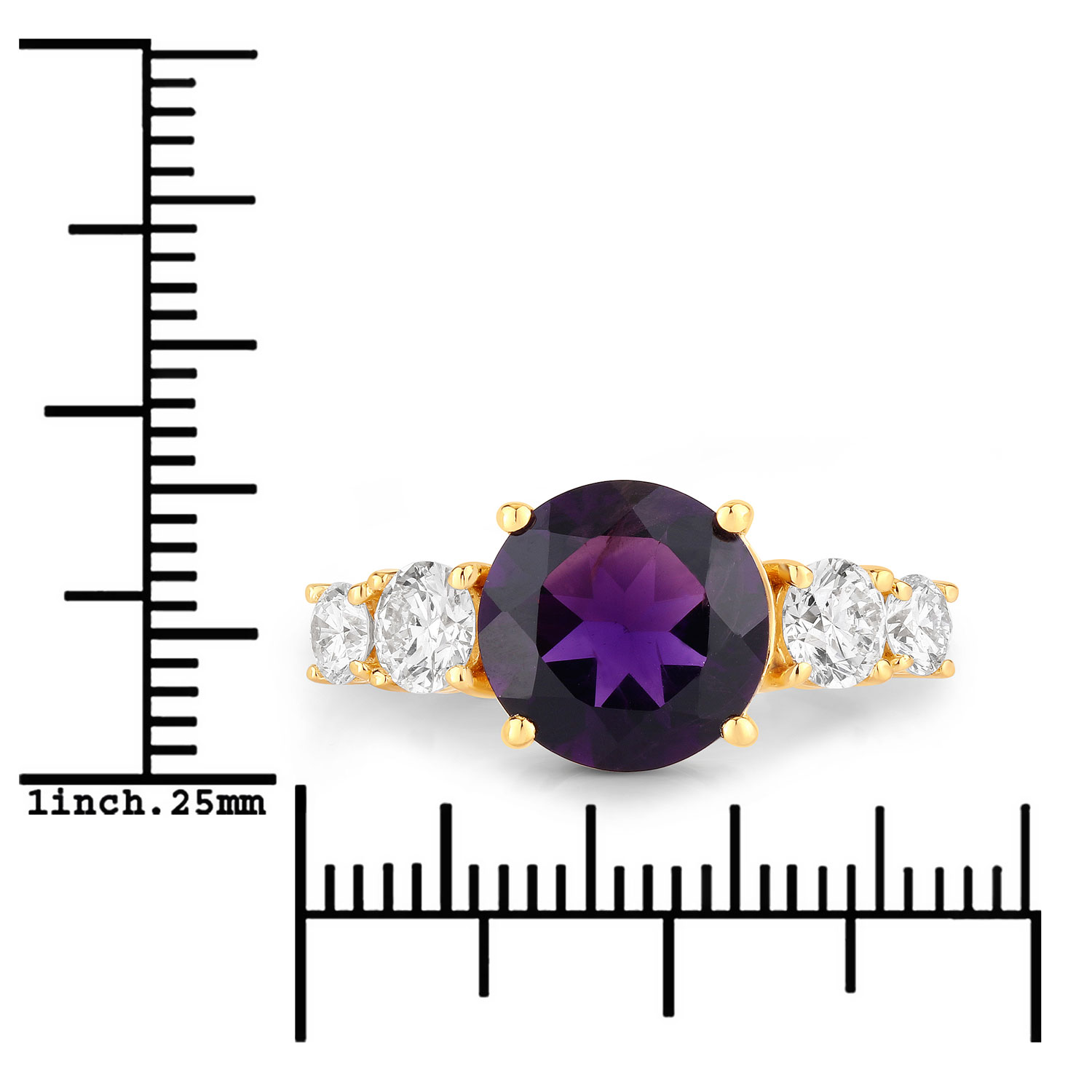 4.32 Carat Amethyst and Lab Grown Diamond .925 Sterling Silver Ring