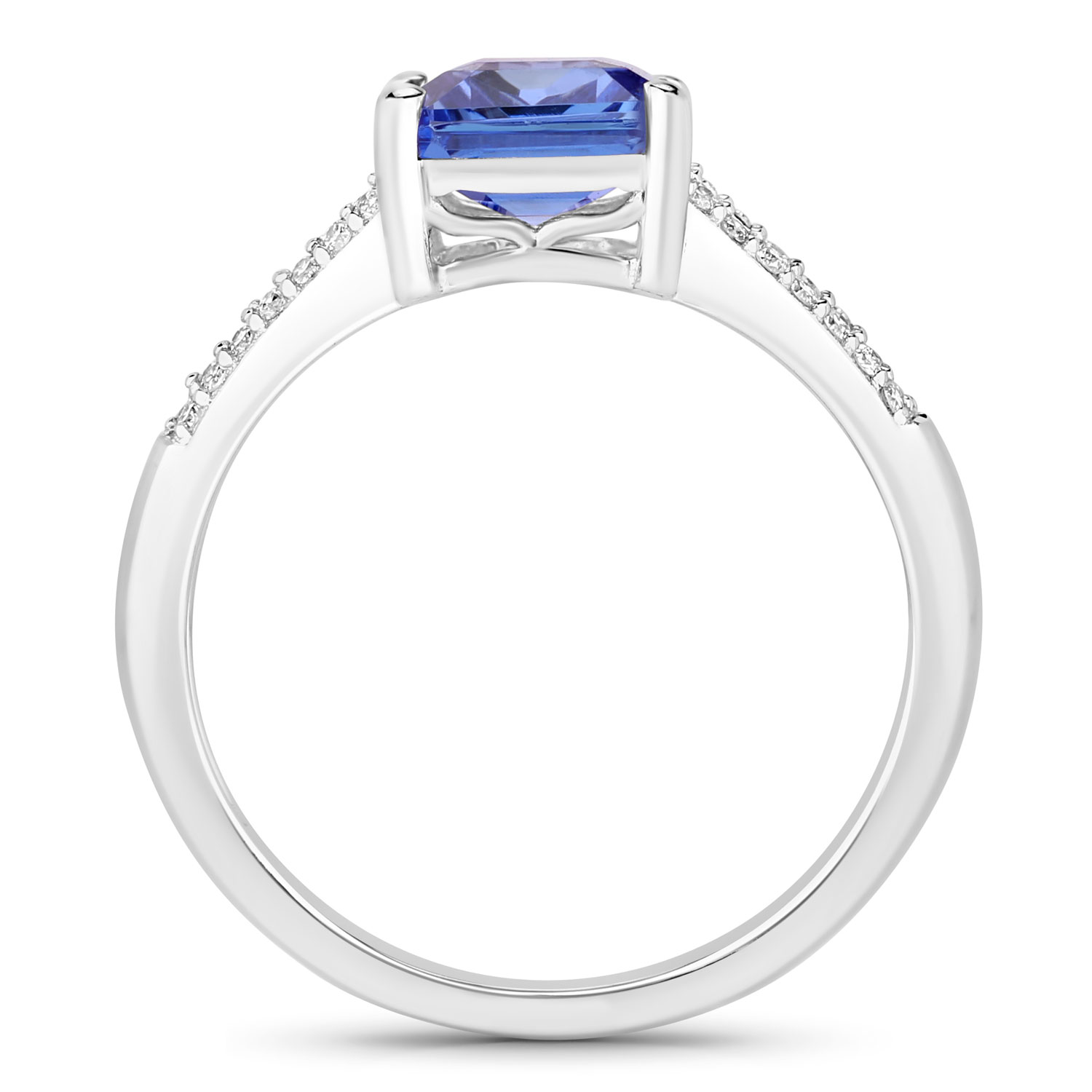2.58 Carat Genuine Tanzanite and White Diamond 14K White Gold Ring