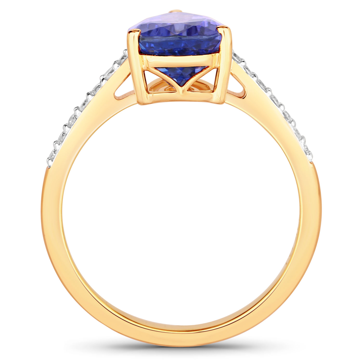 2.73 Carat Genuine Tanzanite and White Diamond 14K Yellow Gold Ring