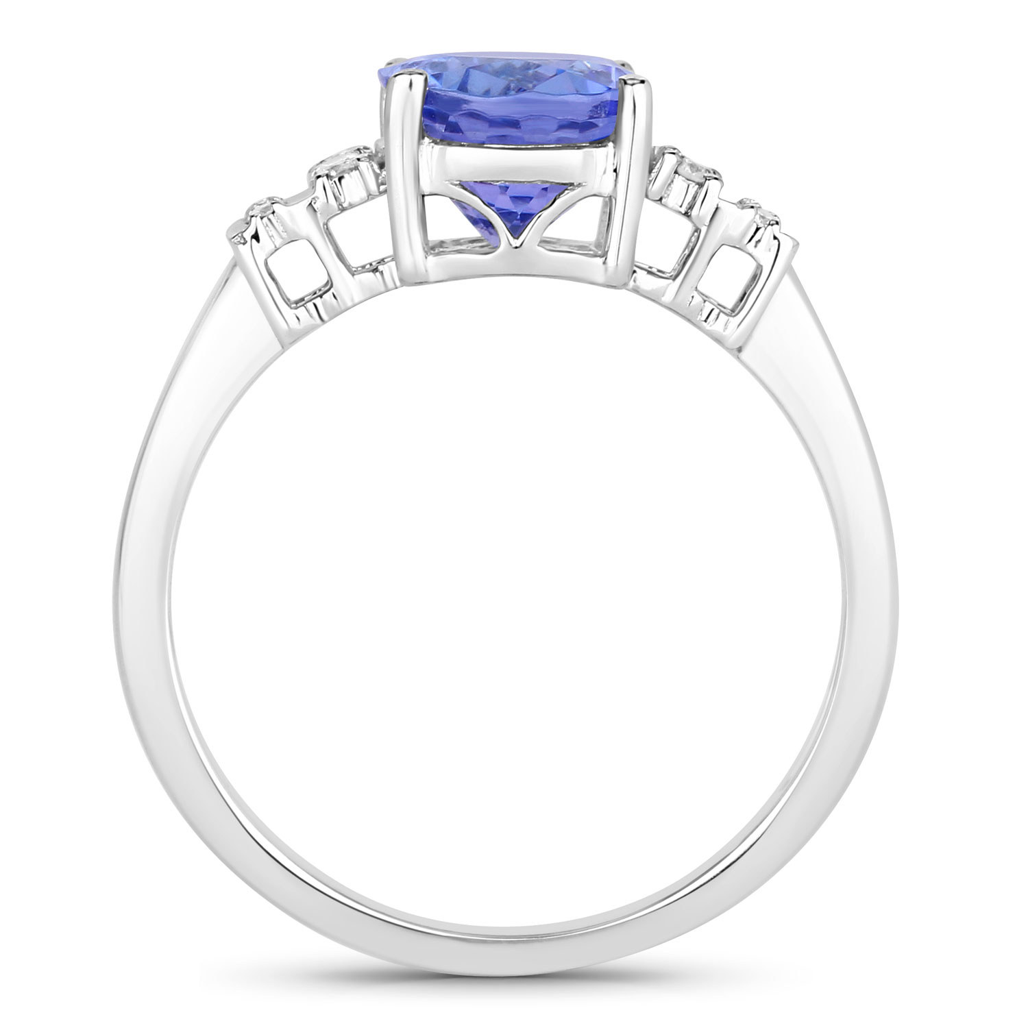 2.57 Carat Genuine Tanzanite and White Diamond 14K White Gold Ring