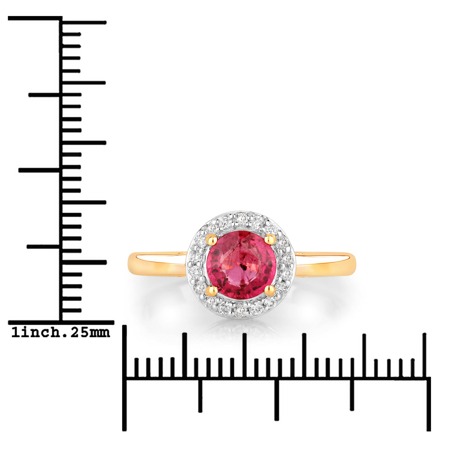 1.12 Carat Genuine Ruby and White Diamond 14K Yellow Gold Ring