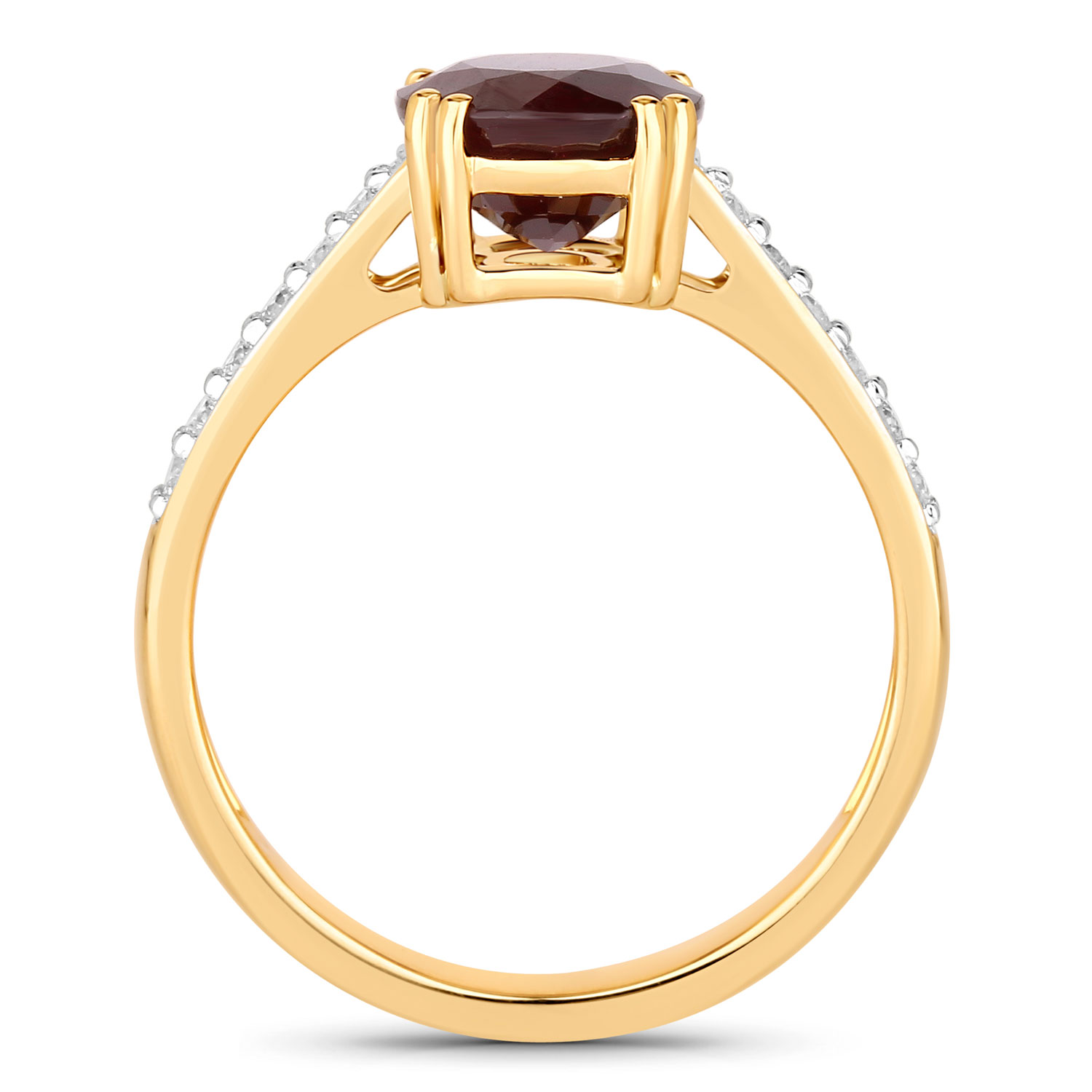 2.20 Carat Genuine Ruby and White Diamond 14K Yellow Gold Ring