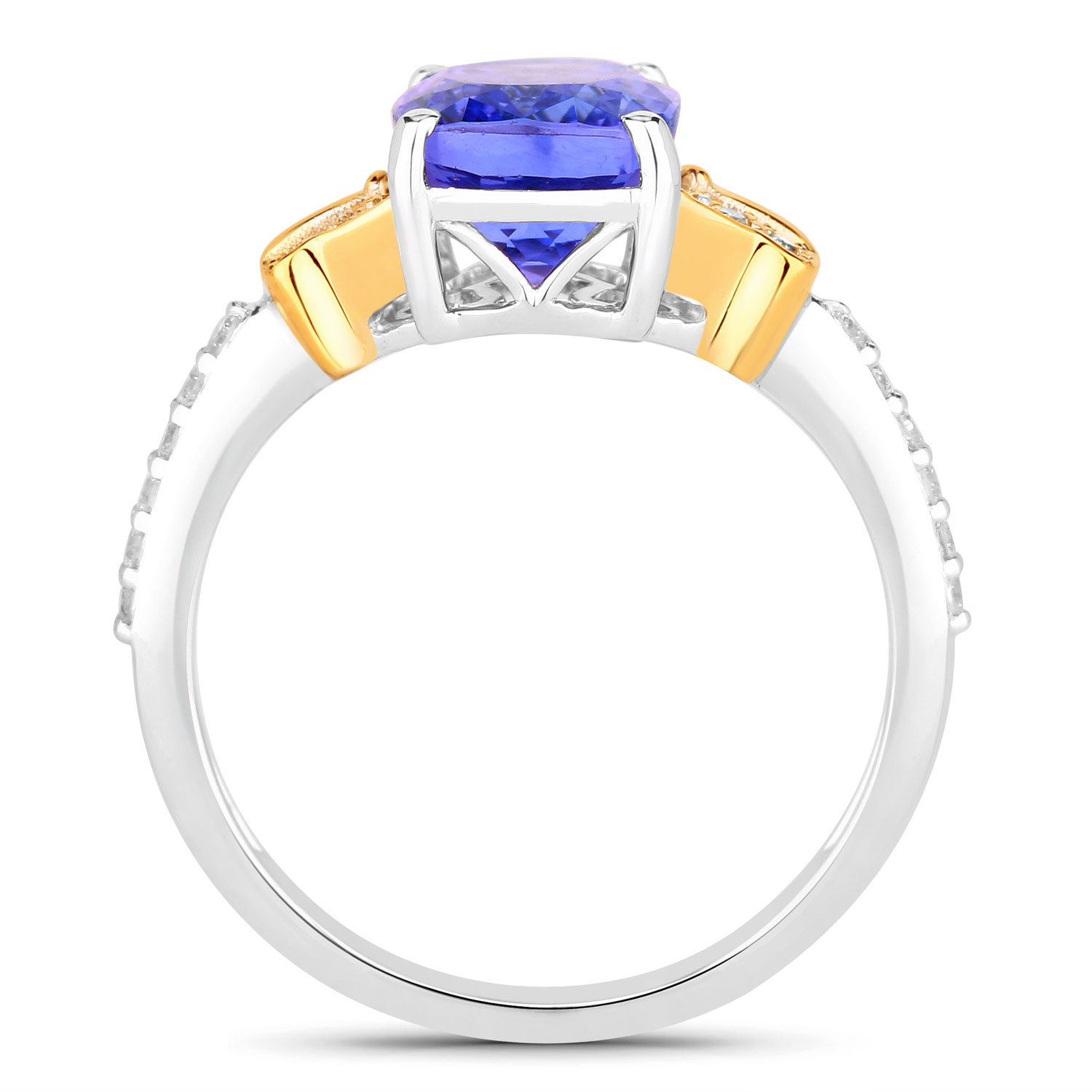 3.23 Carat Genuine Tanzanite and White Diamond 14K White Gold(Two-Tone) Ring