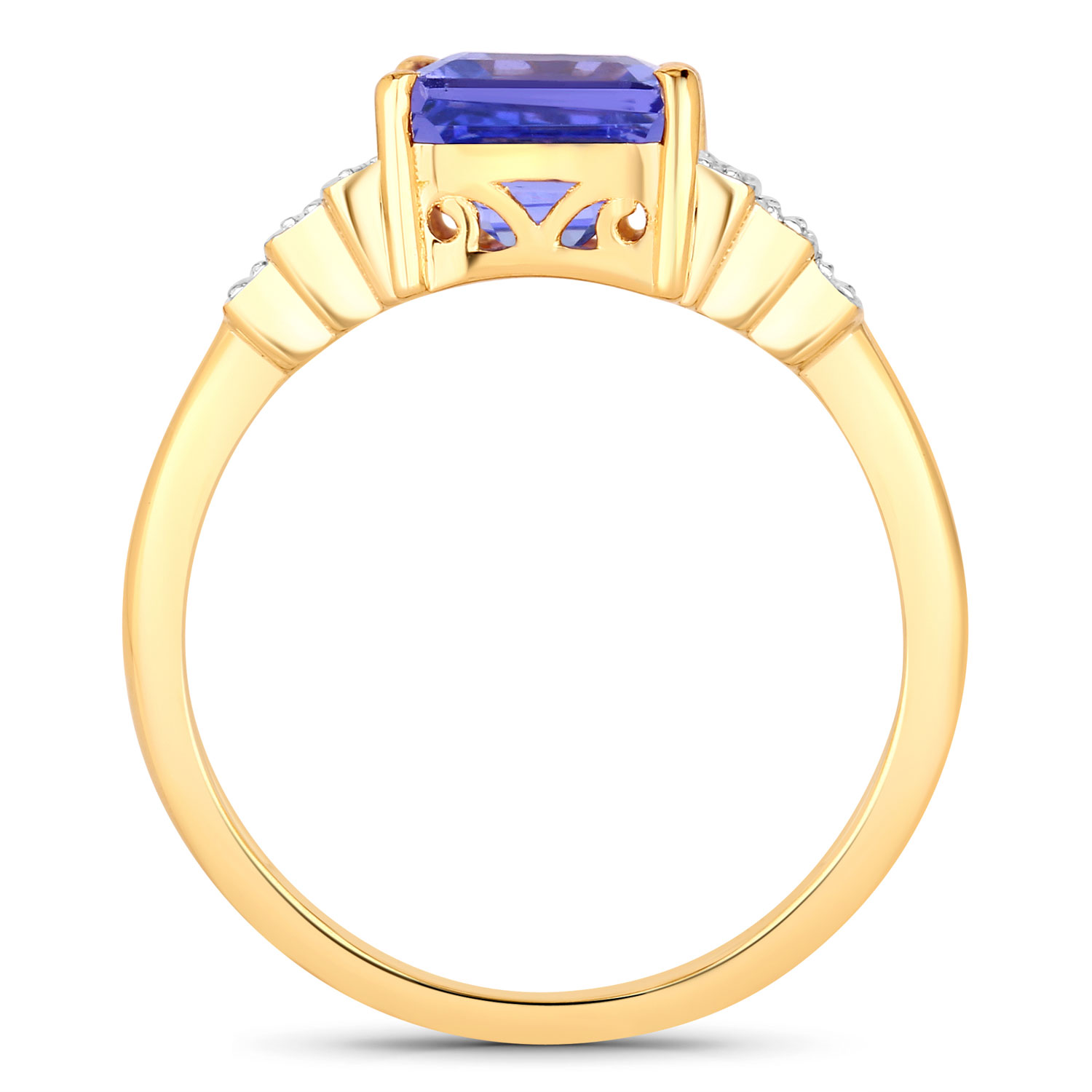 2.78 Carat Genuine Tanzanite and White Diamond 14K Yellow Gold Ring