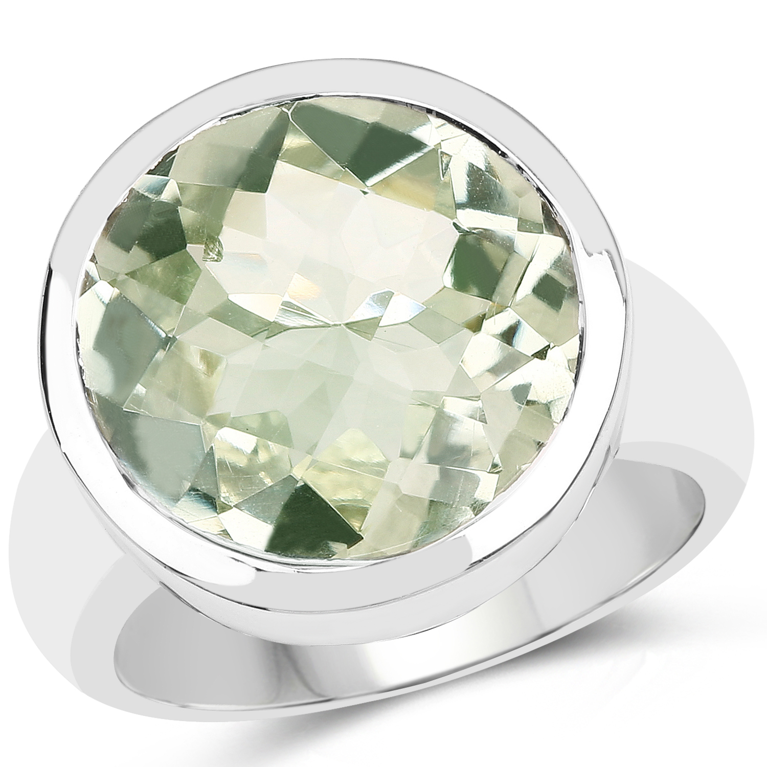 9.00 Carat Genuine Green Amethyst .925 Sterling Silver Ring