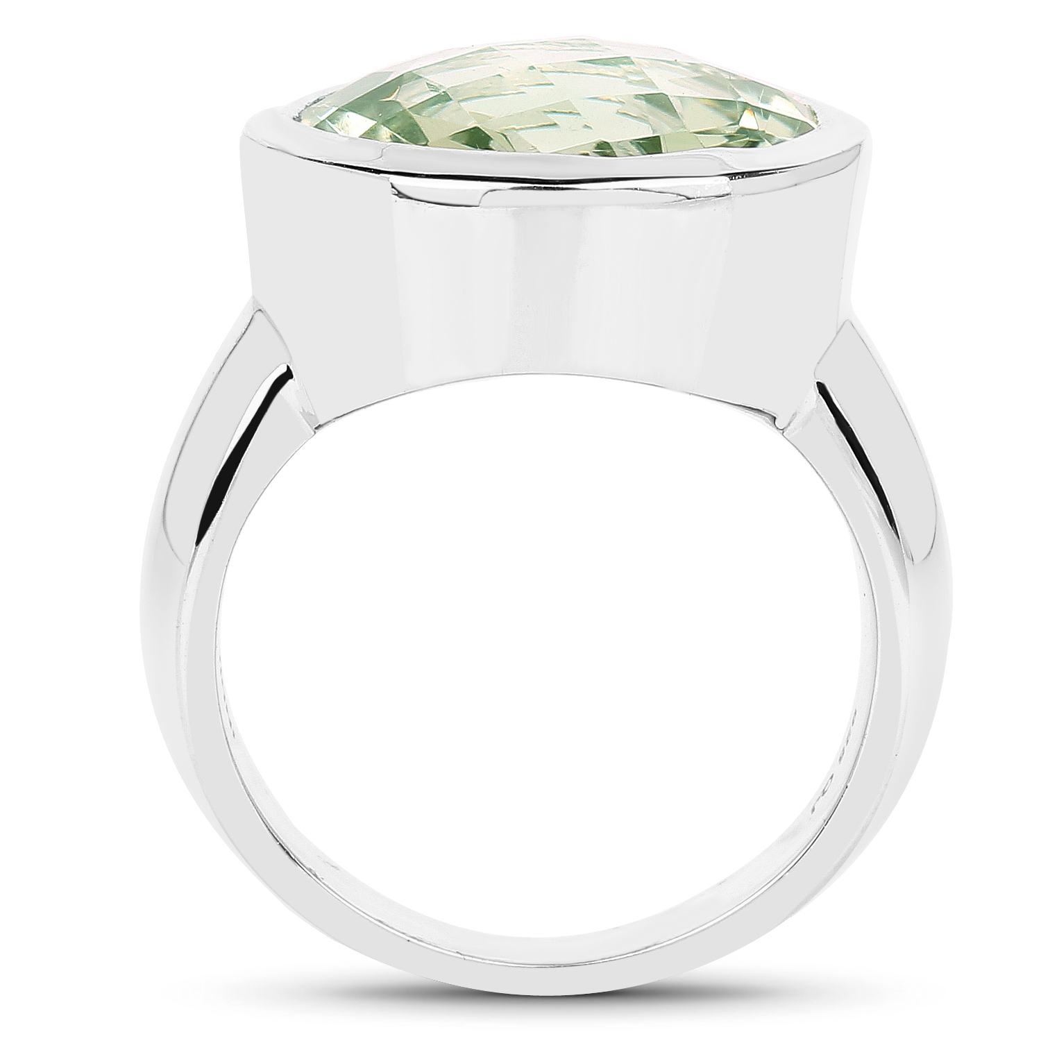 9.00 Carat Genuine Green Amethyst .925 Sterling Silver Ring