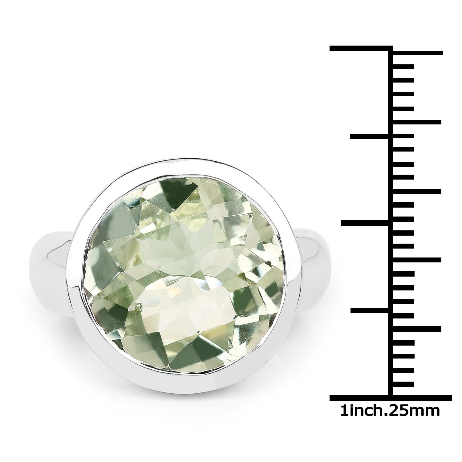 9.00 Carat Genuine Green Amethyst .925 Sterling Silver Ring