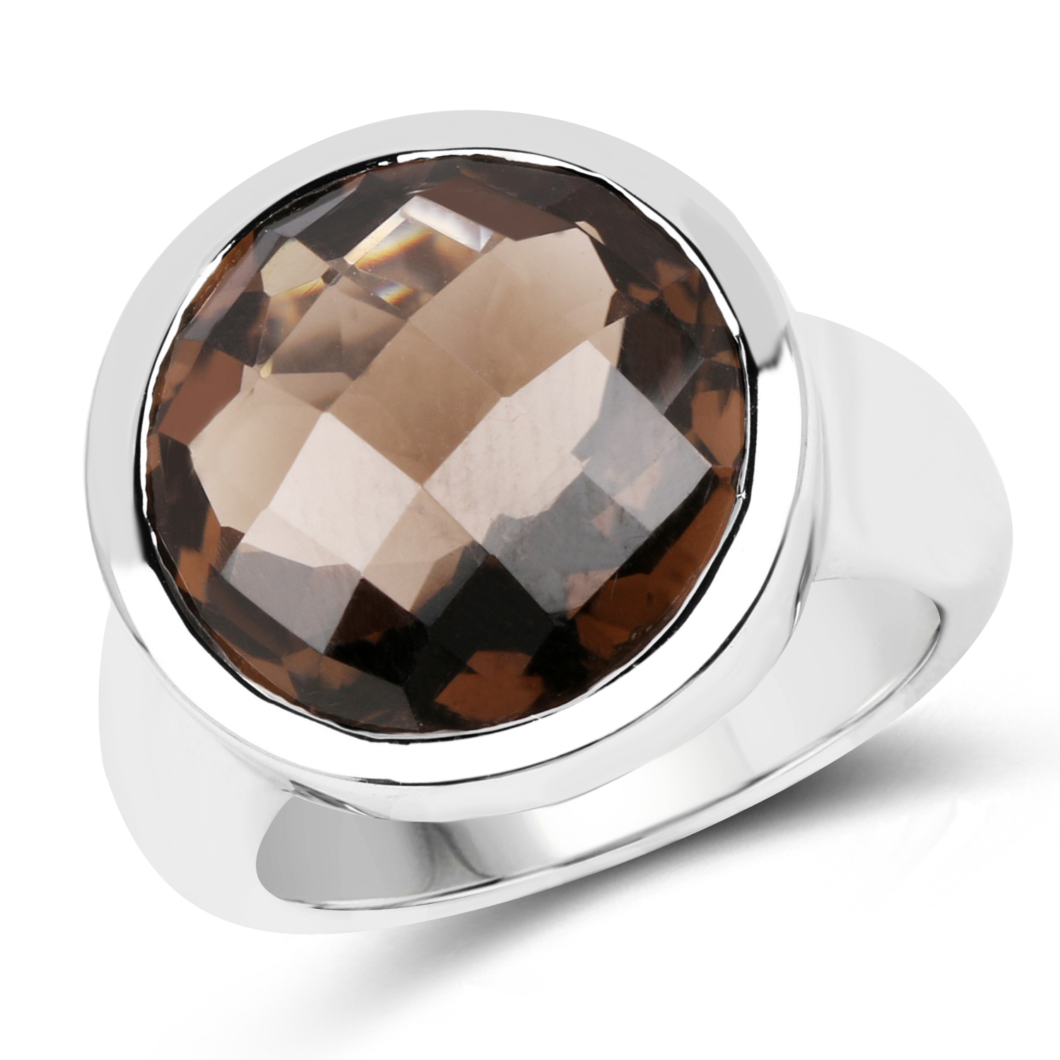10.80 Carat Genuine Smoky Quartz .925 Sterling Silver Ring