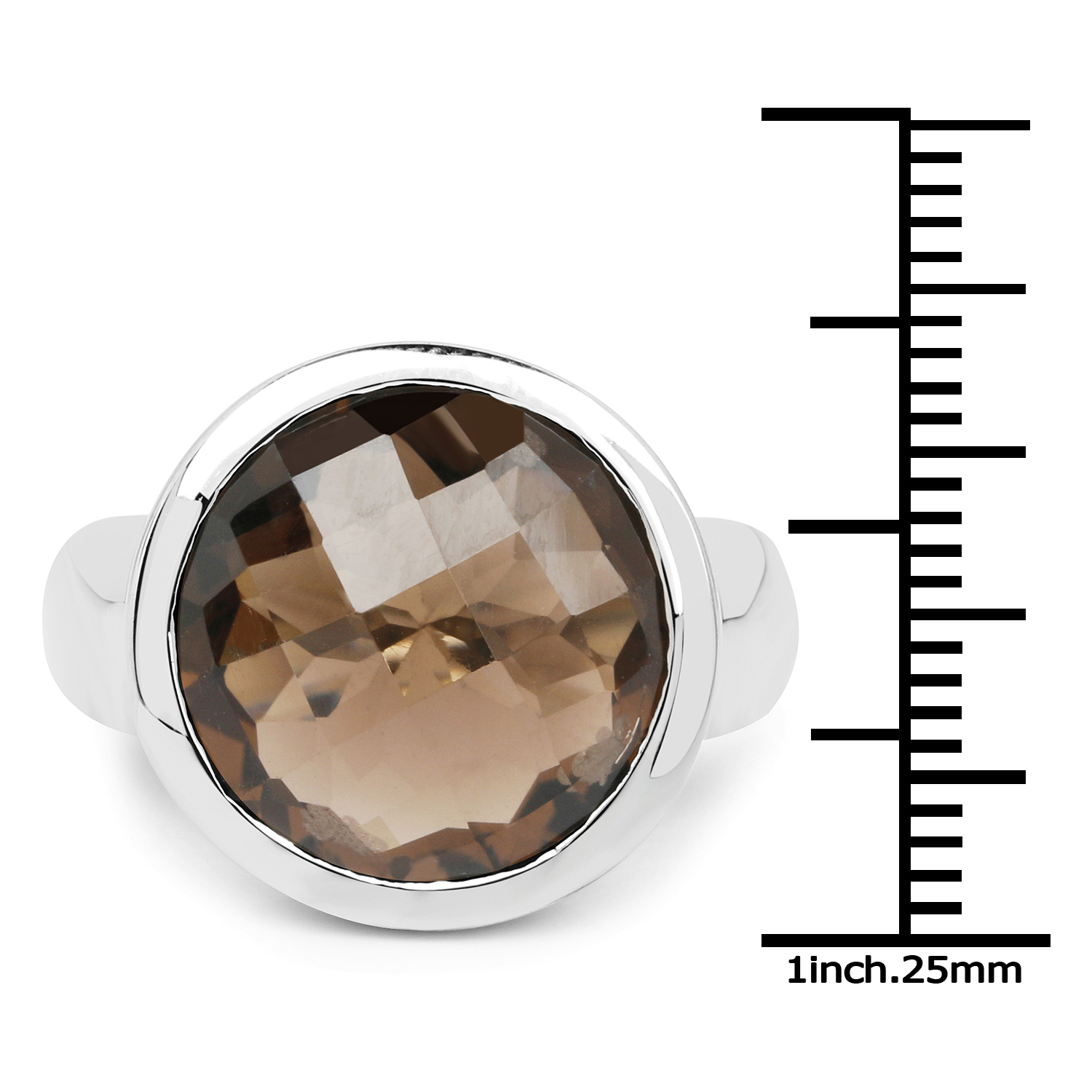 10.80 Carat Genuine Smoky Quartz .925 Sterling Silver Ring